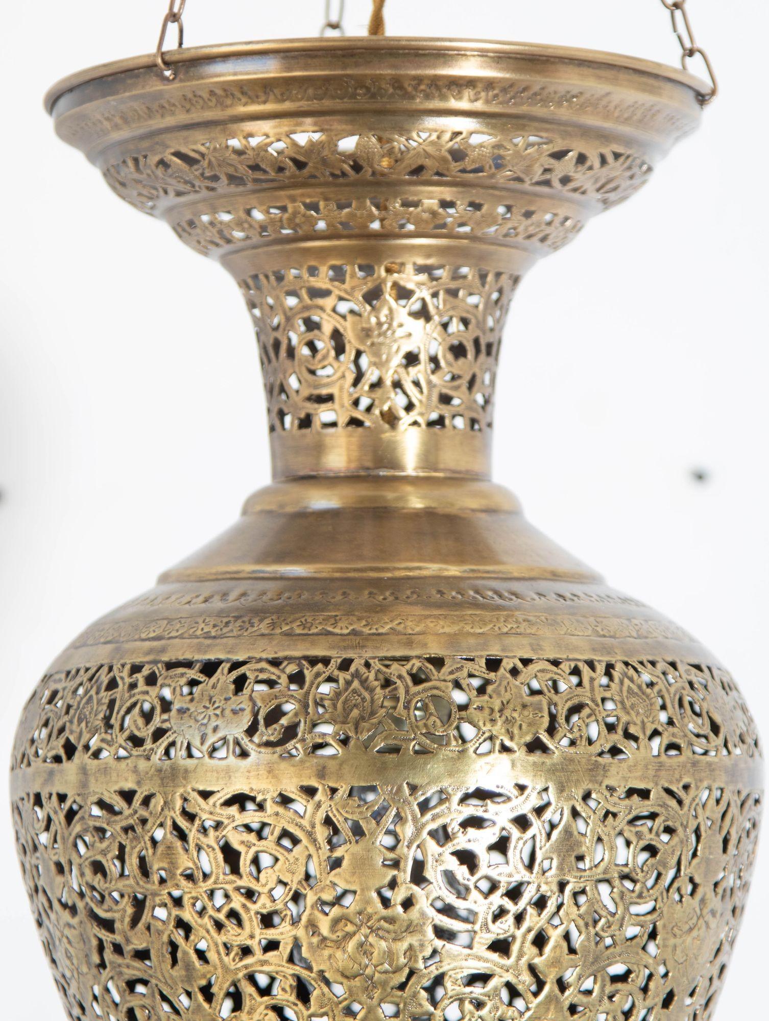 Moroccan Moorish Brass Hanging Light Fixture 2