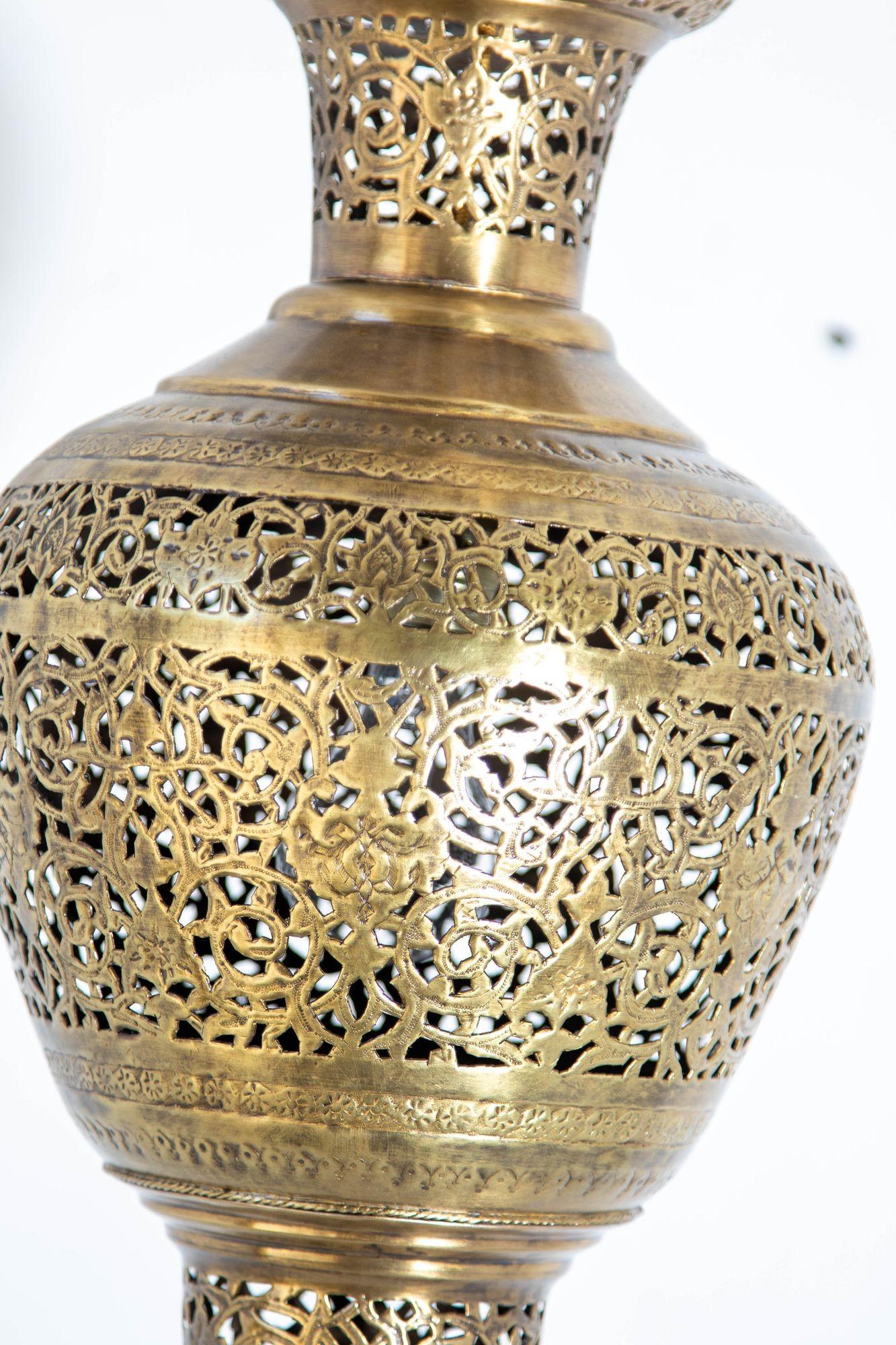 Moroccan Moorish Brass Hanging Light Fixture 3