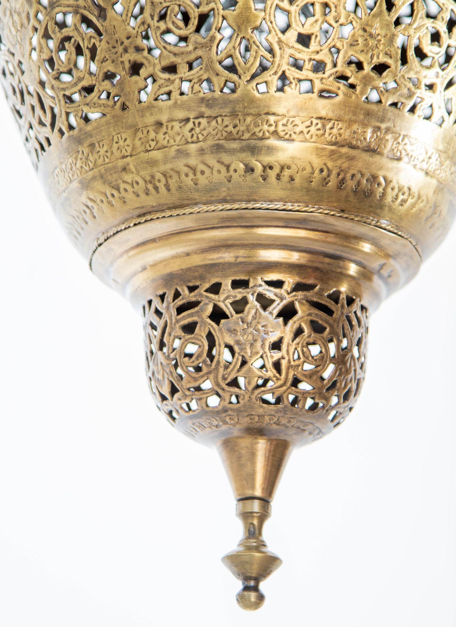 Moroccan Moorish Brass Hanging Light Fixture 5