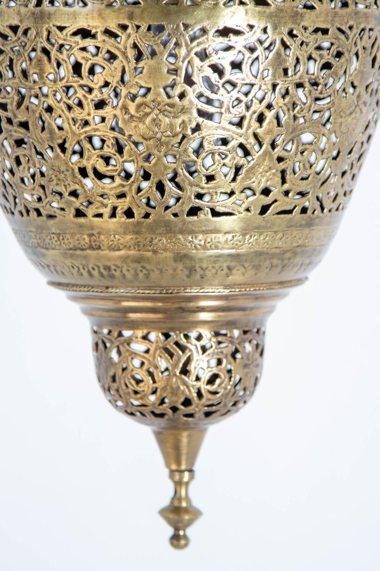 Moroccan Moorish Brass Hanging Light Fixture 6