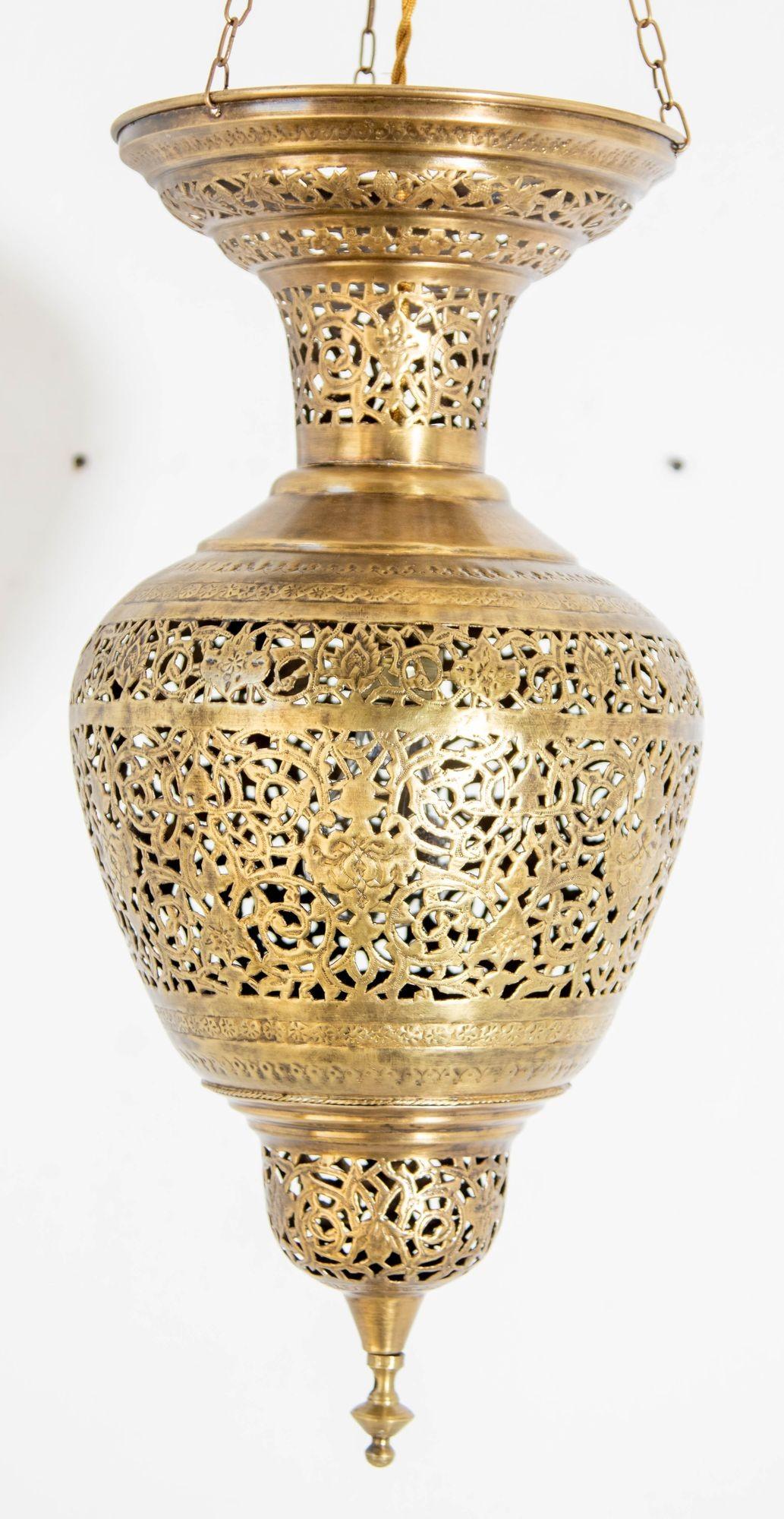 Moroccan Moorish Brass Hanging Light Fixture 9