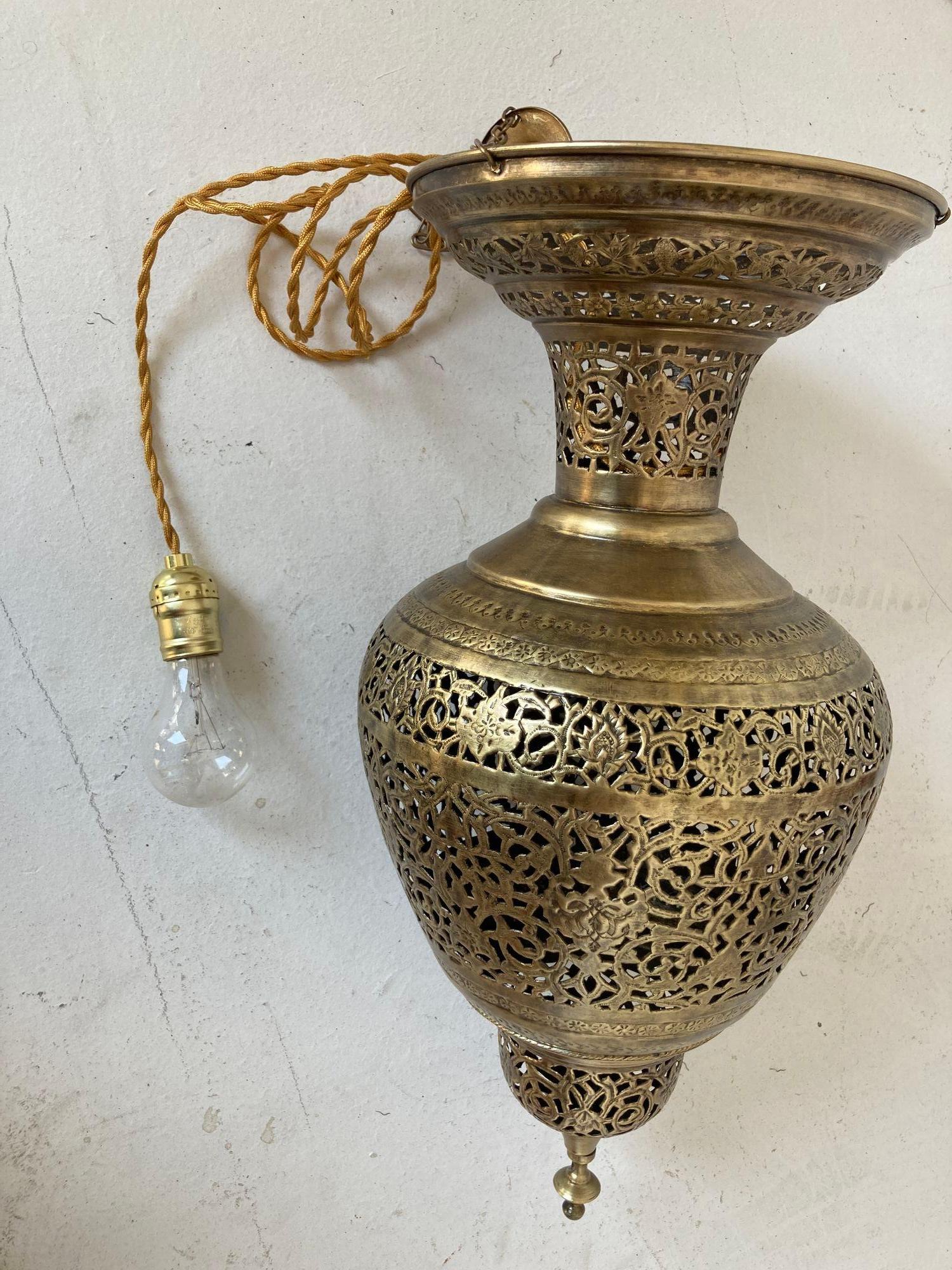 vintage brass hanging lamp