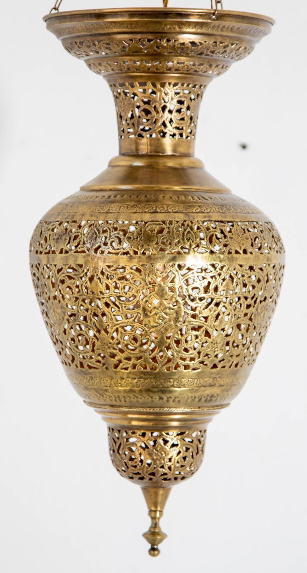 Moroccan Moorish Brass Hanging Light Fixture 1