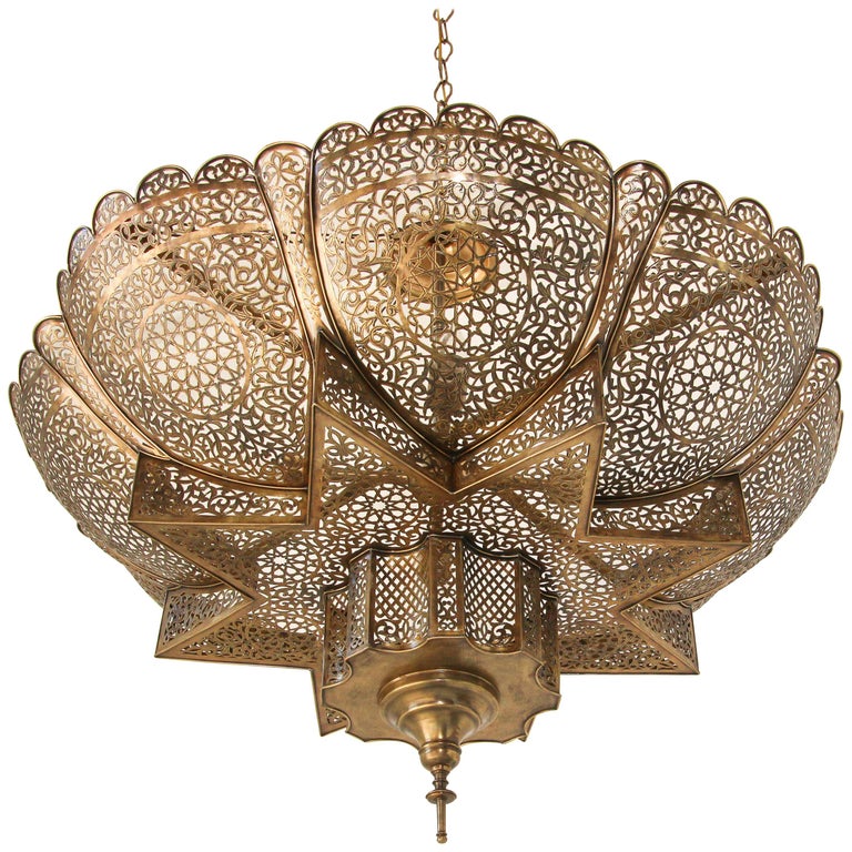 Moroccan Moorish Brass Alhambra, Alhambra Collection Round Large Wrought Iron Chandeliers Uk