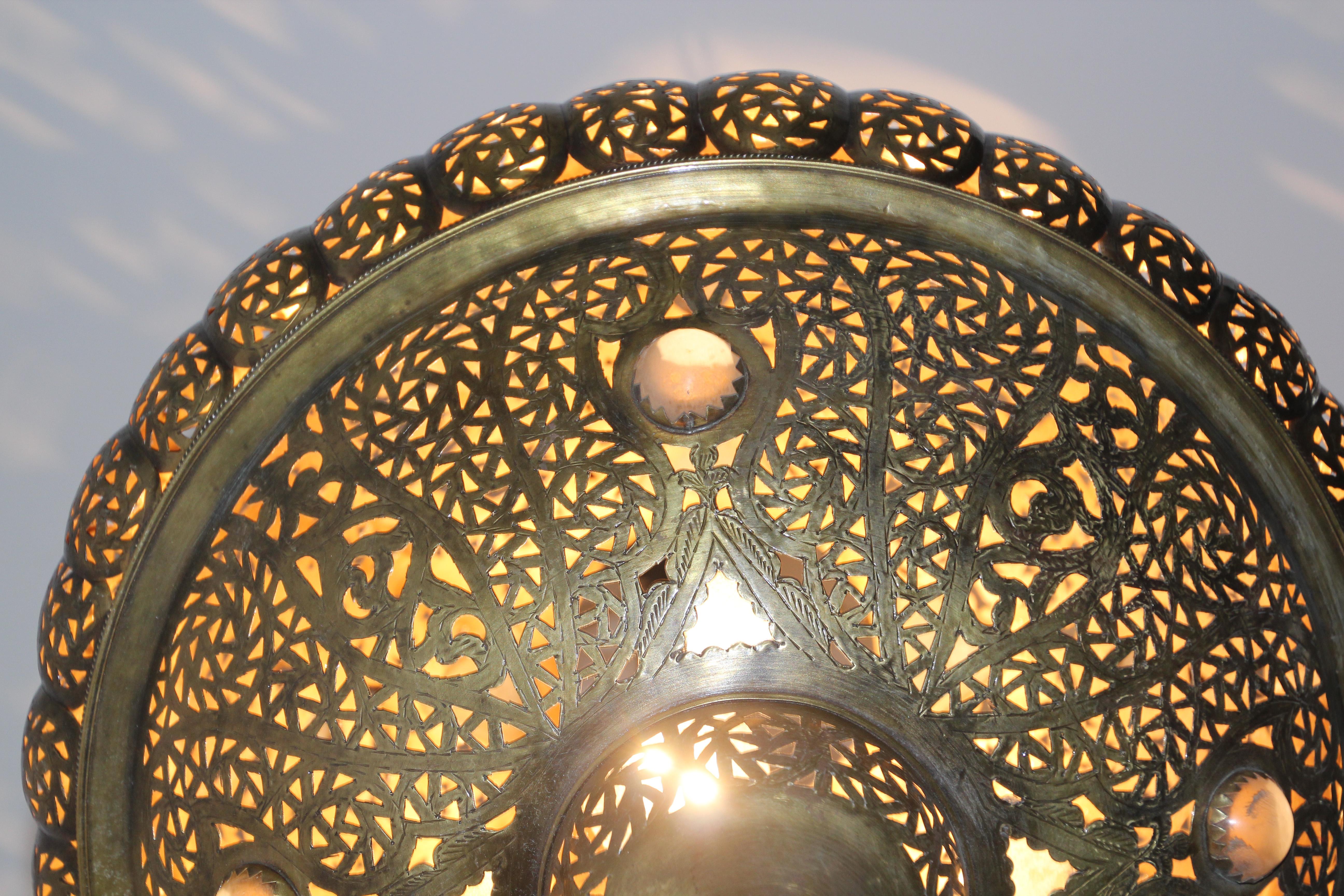 Moroccan Moorish Brass Pendant in Alberto Pinto Style 5