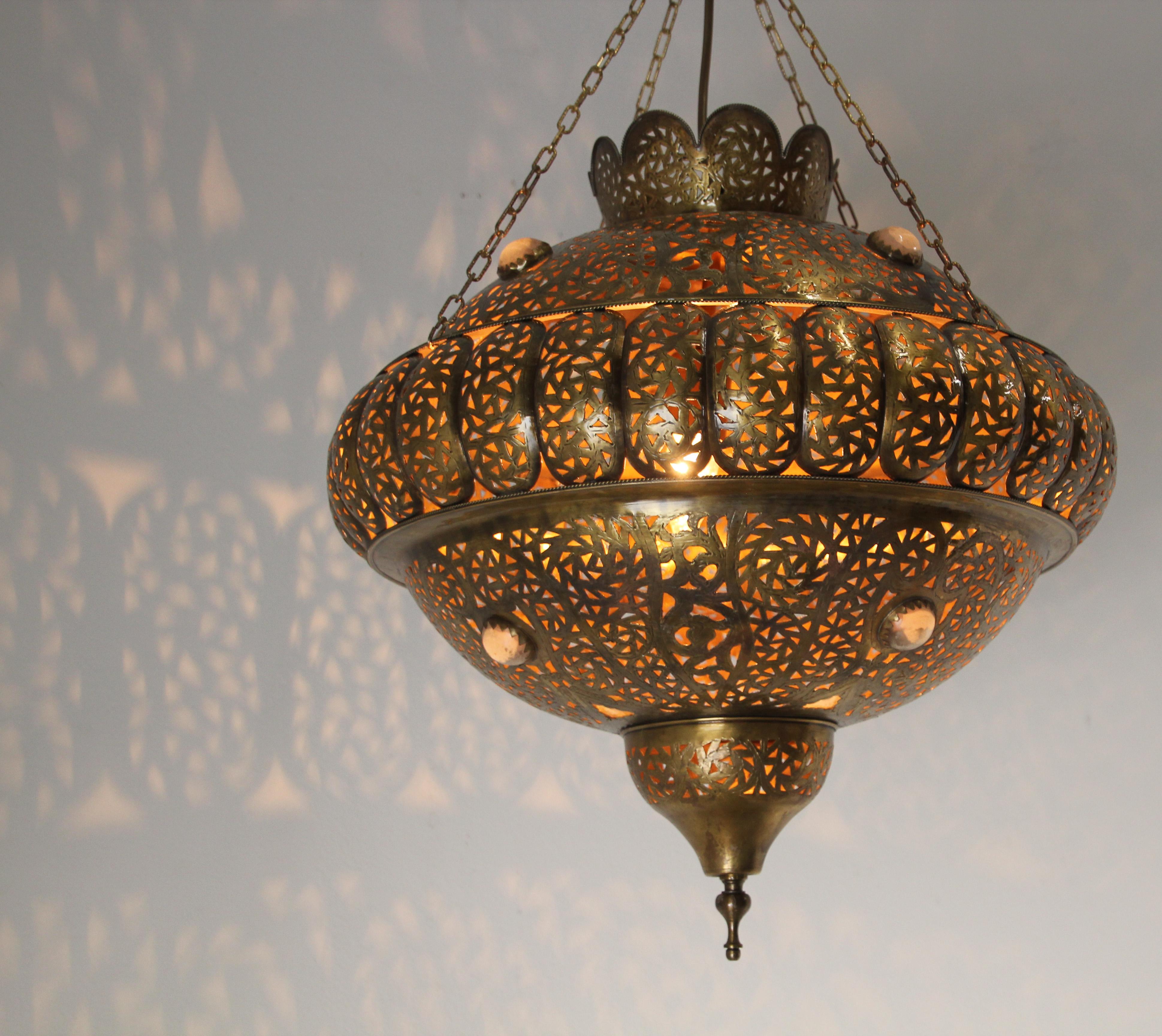 Moroccan Brass Pendant in Alberto Pinto Moorish Style 10