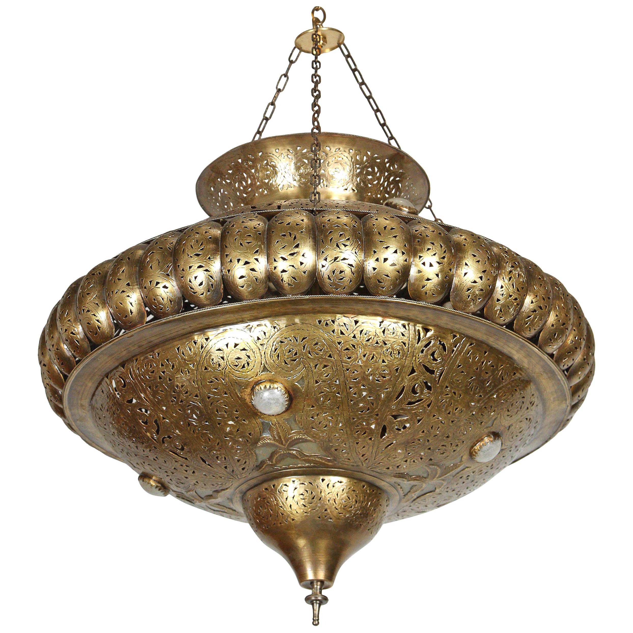 Moroccan Moorish Brass Pendant in Alberto Pinto Style