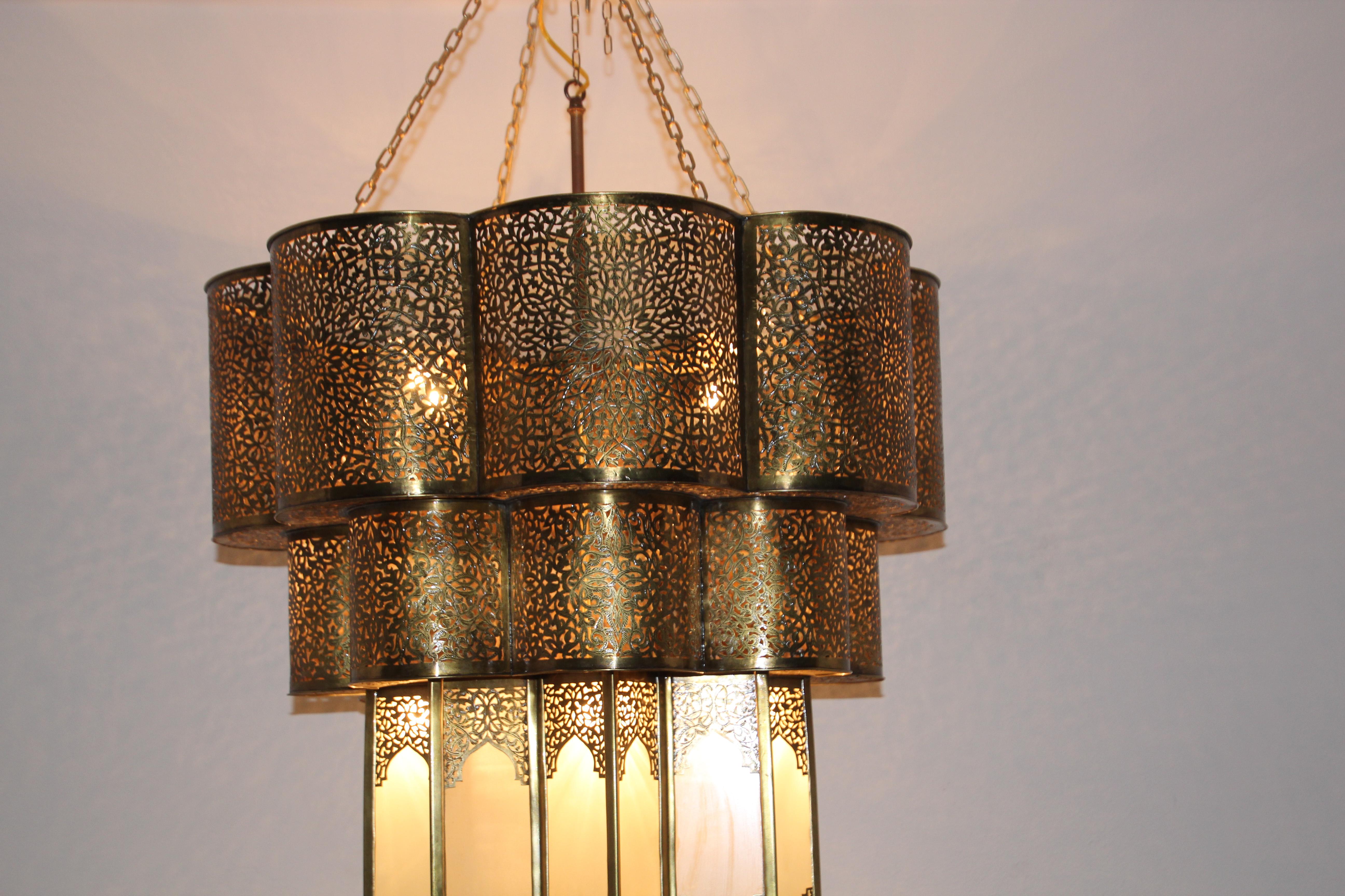 Moroccan Moorish Brass Tangier Chandelier 5