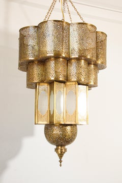 Moroccan Moorish Brass Tangier Chandelier