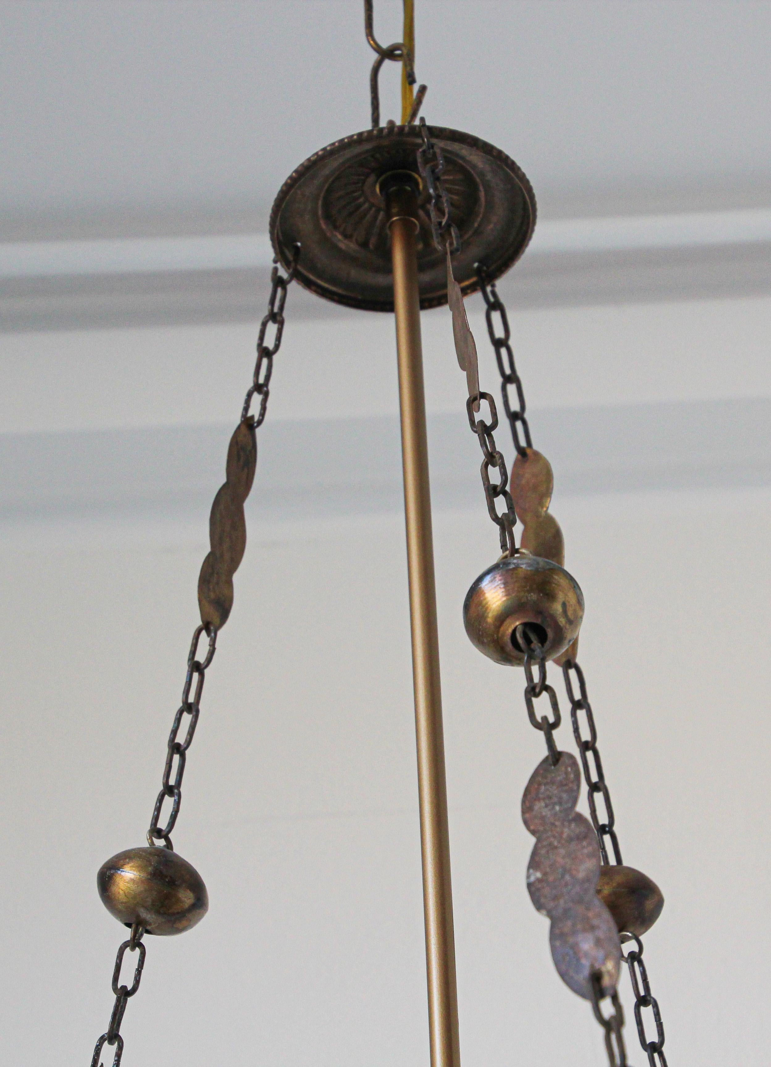 Moroccan Moorish Bronze Pierced Hanging Chandelier For Sale 4