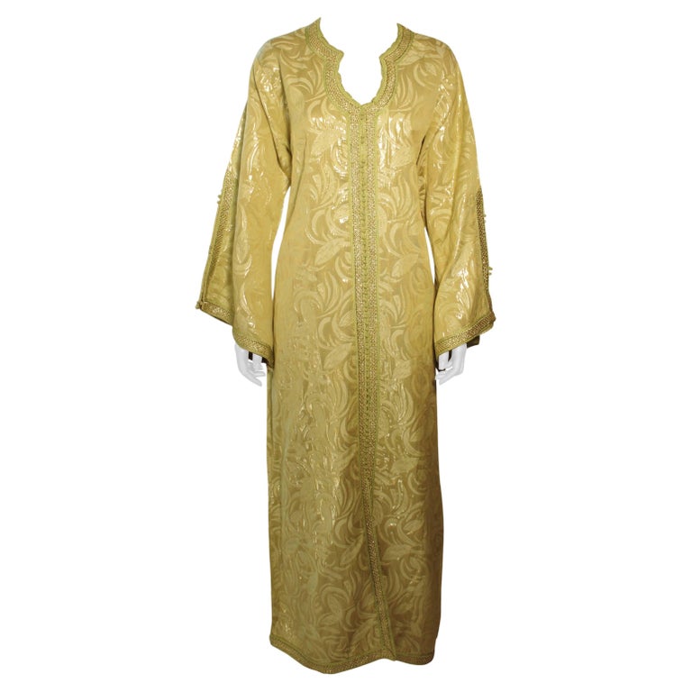 knee length dresses for ladies White Unique Designer Moroccan Kaftan / Arabic Takchita Maxi Dress /  Islamic Embroidery Party Wear Wedding Kaftan / Israeli Moroccan Kaftan –  RobeDesert main image 0