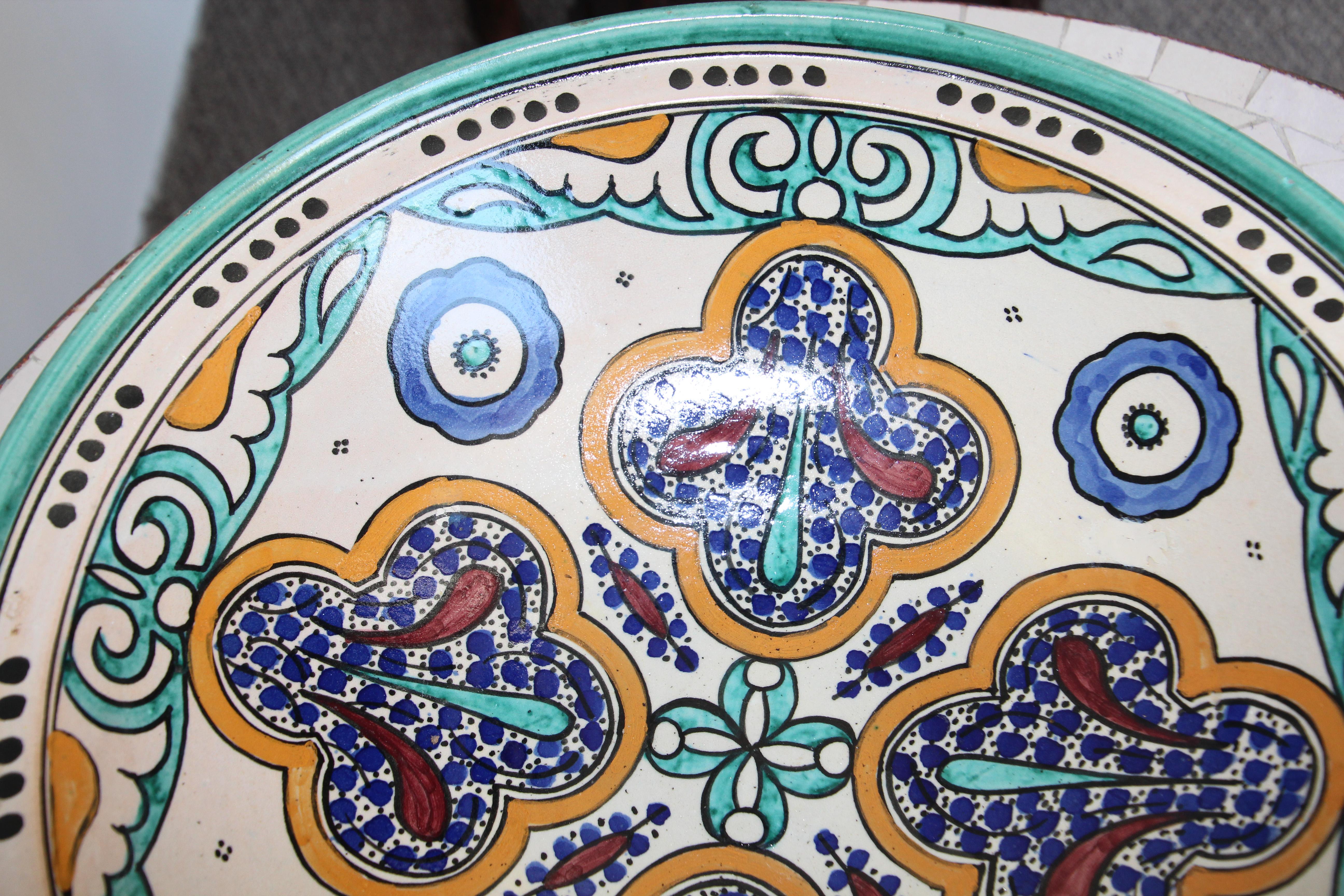 Bol en céramique mauresque marocaine avec couvercle, Tajine de Fez en vente 7