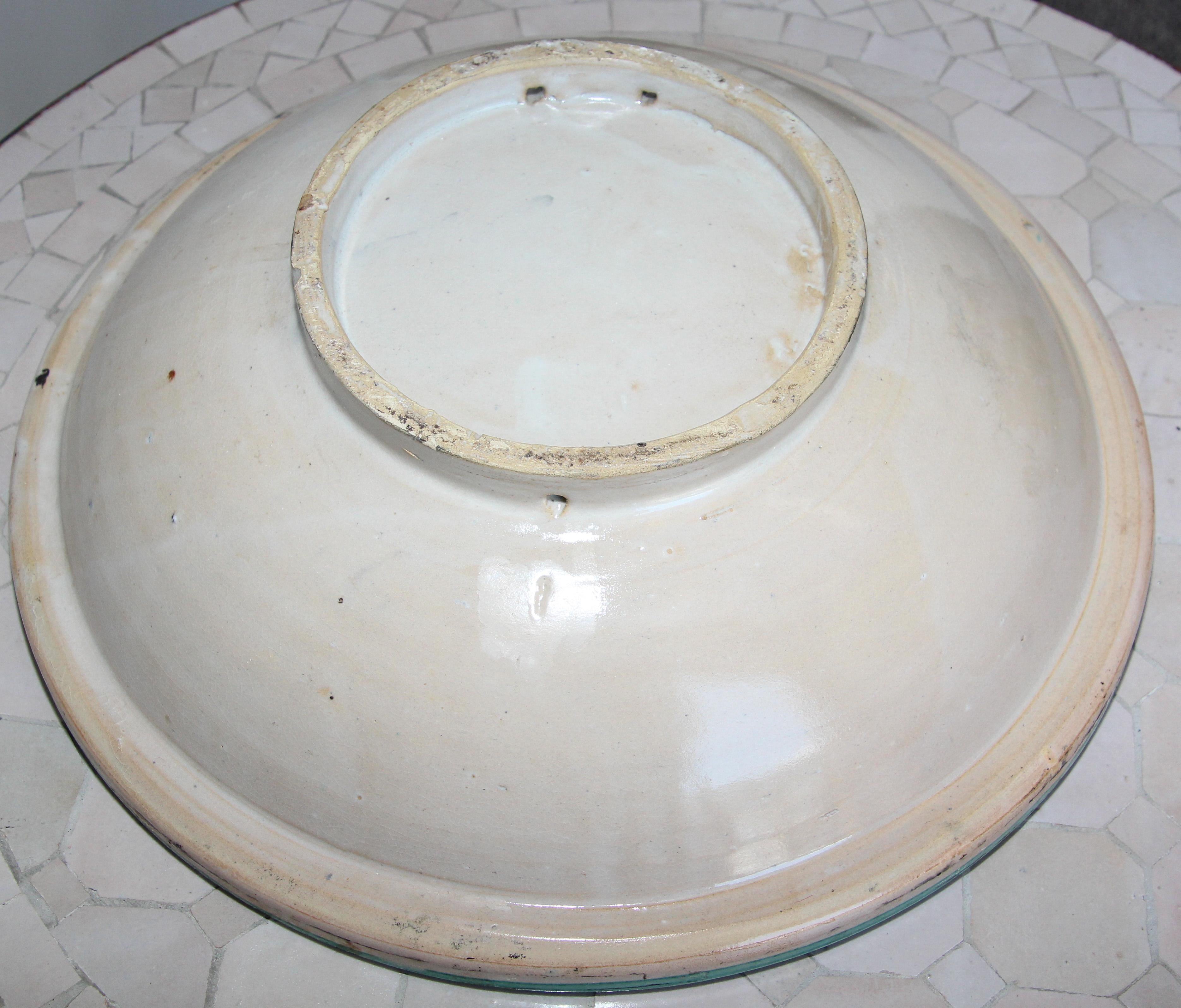 Moroccan Moorish Ceramic Bowl with Lid, Tajine from Fez For Sale 12