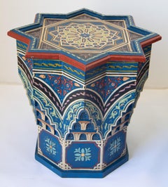 Moroccan Moorish Hand Painted Blue Side Star Tables