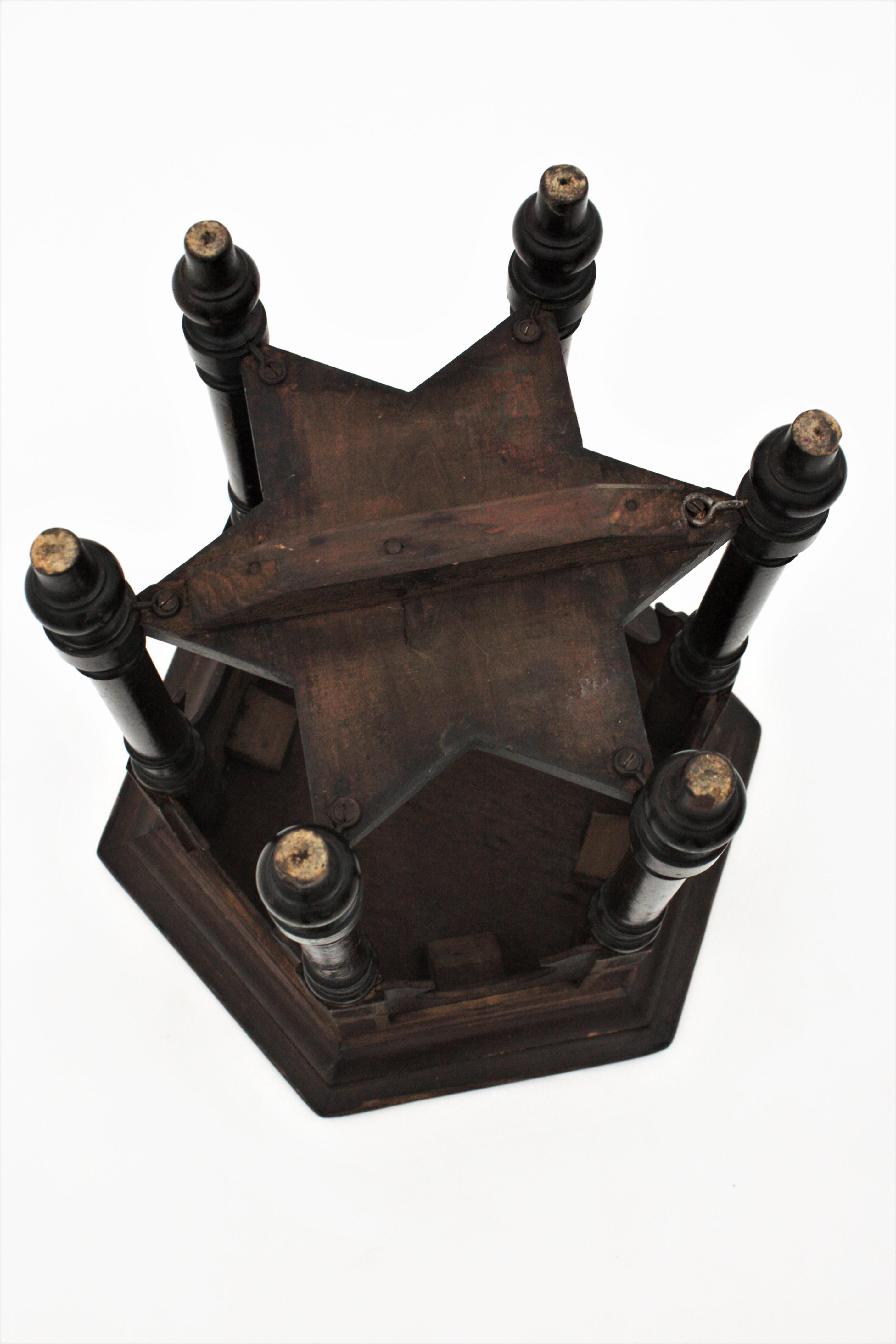 Moroccan Moorish Inlaid Hexagonal Table or Stand 3