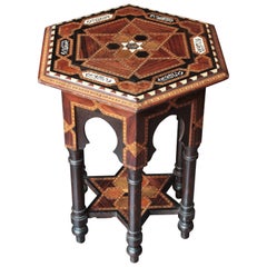 Moroccan Moorish Inlaid Hexagonal Table or Stand