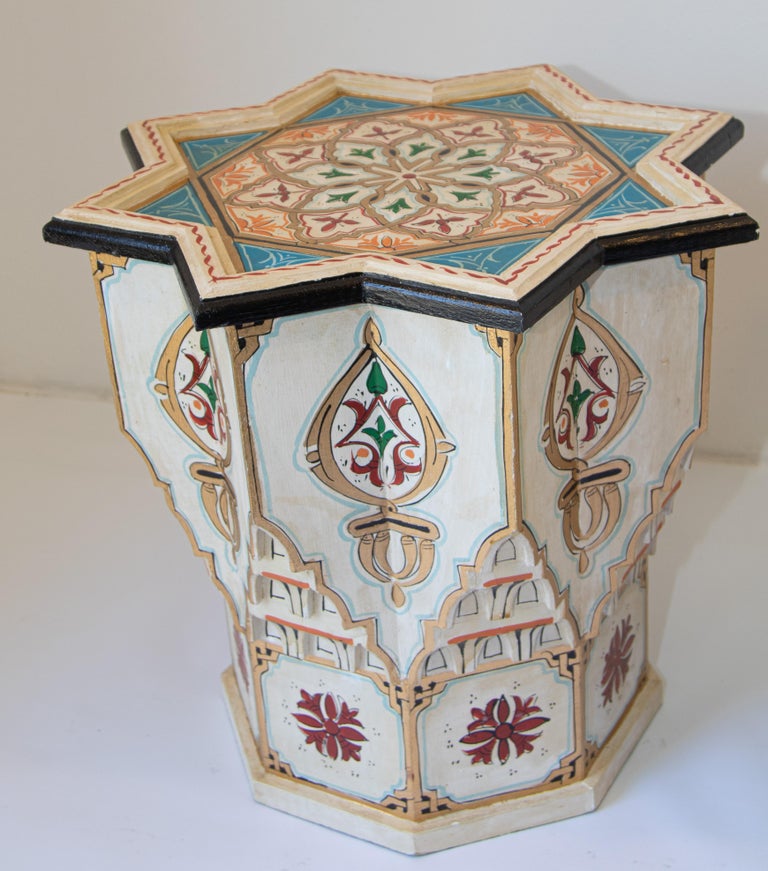 Moroccan Moorish Ivory Side Tables a Pair For Sale 8