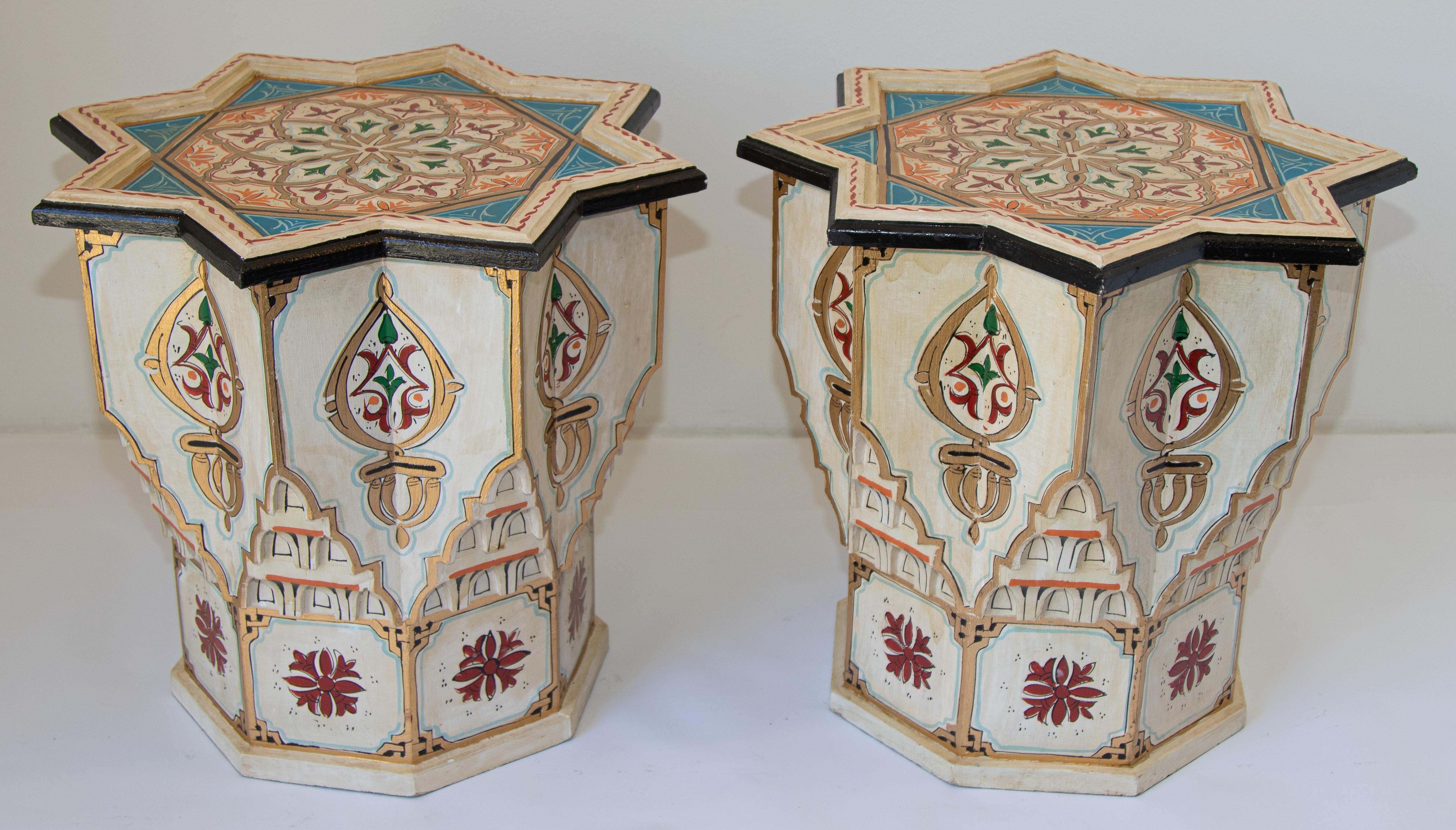 Moroccan Moorish Ivory Side Tables a Pair 14