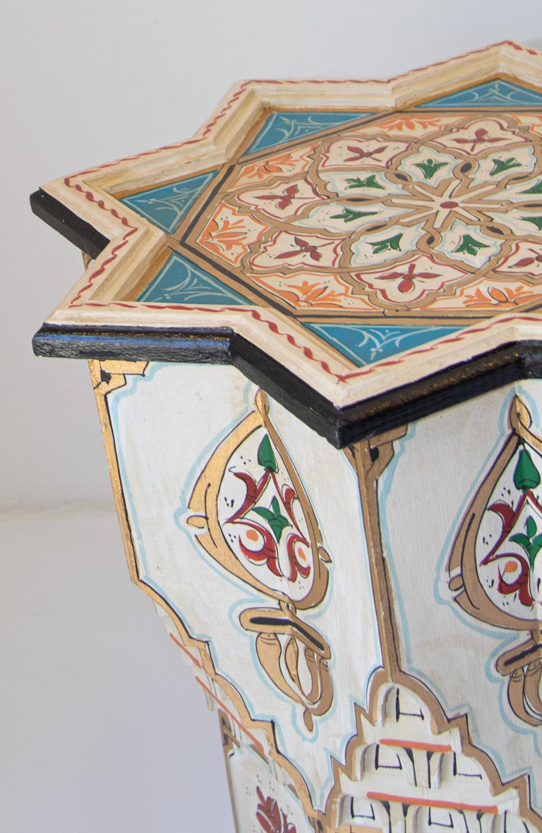 Moroccan Moorish Ivory Side Tables a Pair In Good Condition For Sale In North Hollywood, CA