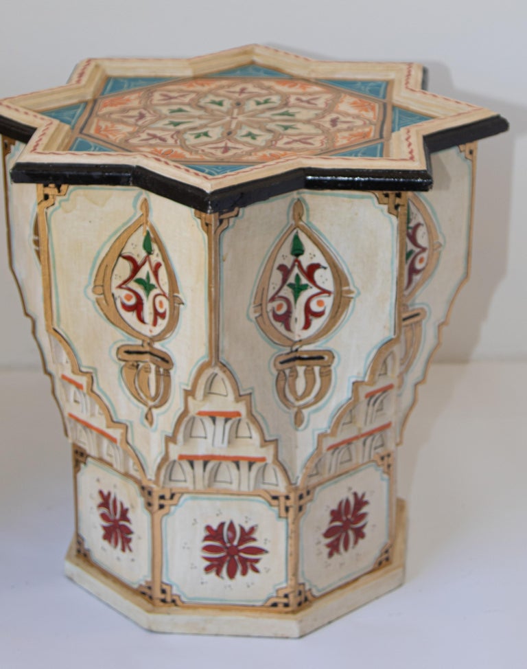 Moroccan Moorish Ivory Side Tables a Pair For Sale 3