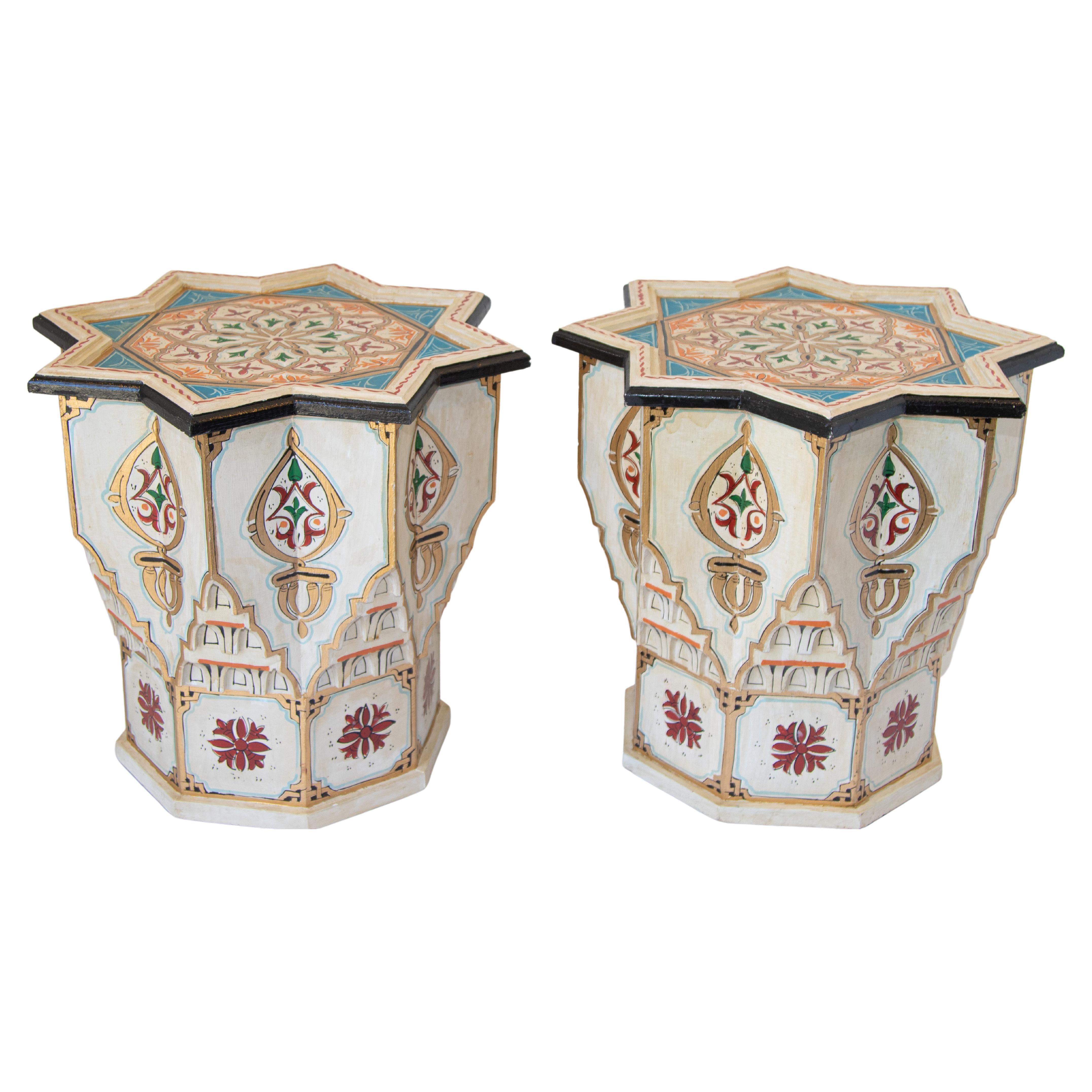 Moroccan Moorish Ivory Side Tables a Pair