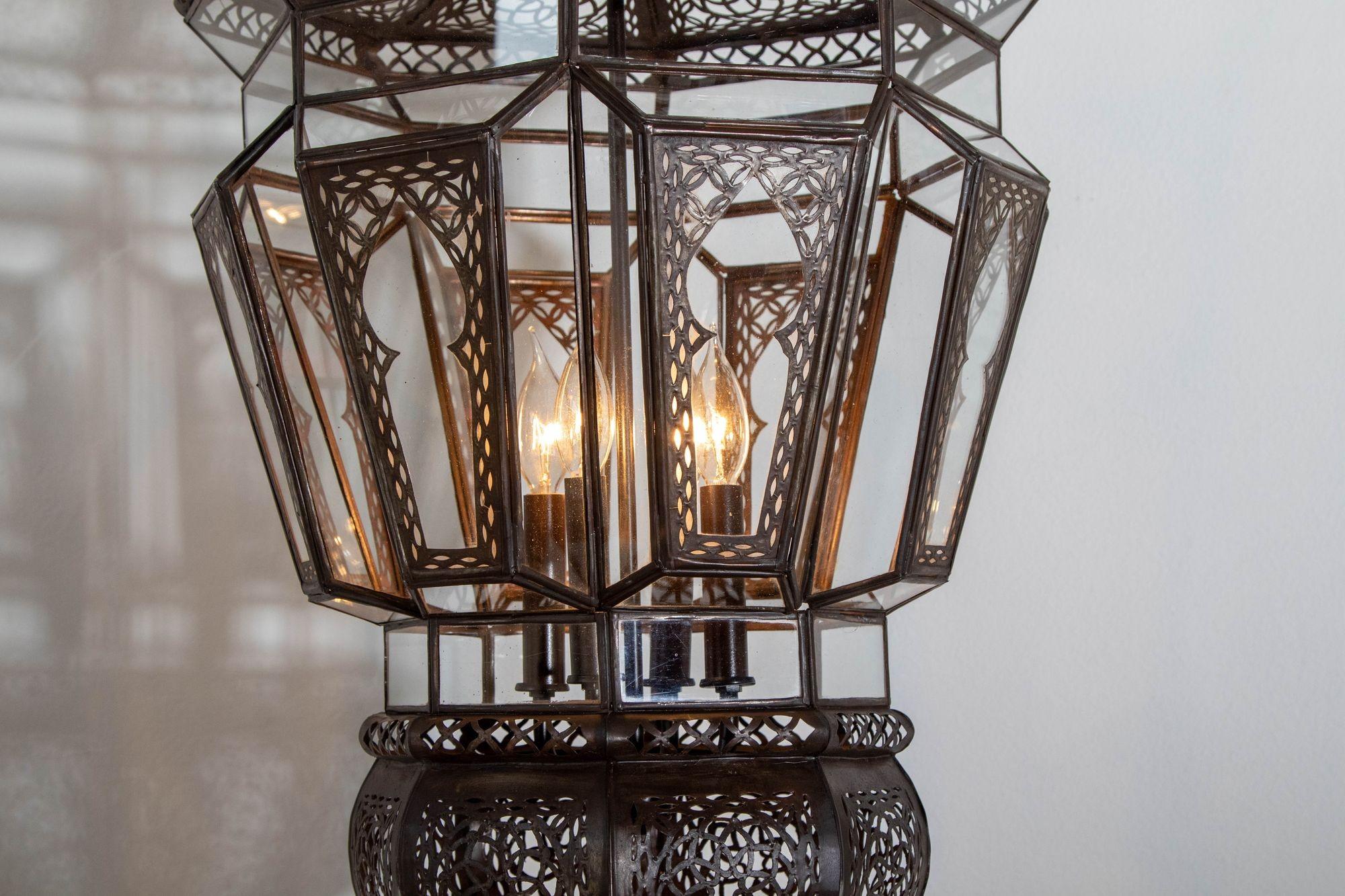 XX secolo Moroccan Moorish Large Hanging Light Fixture in vendita