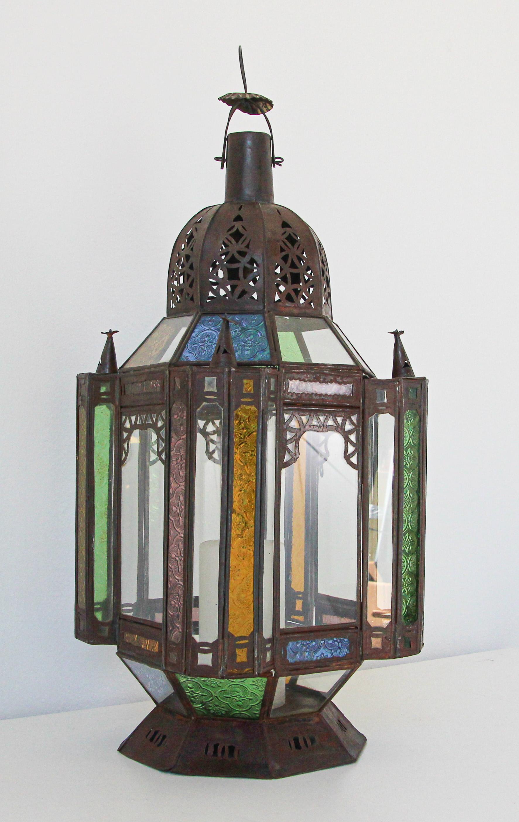 Moroccan Moorish Metal and Glass Candle Lantern 5