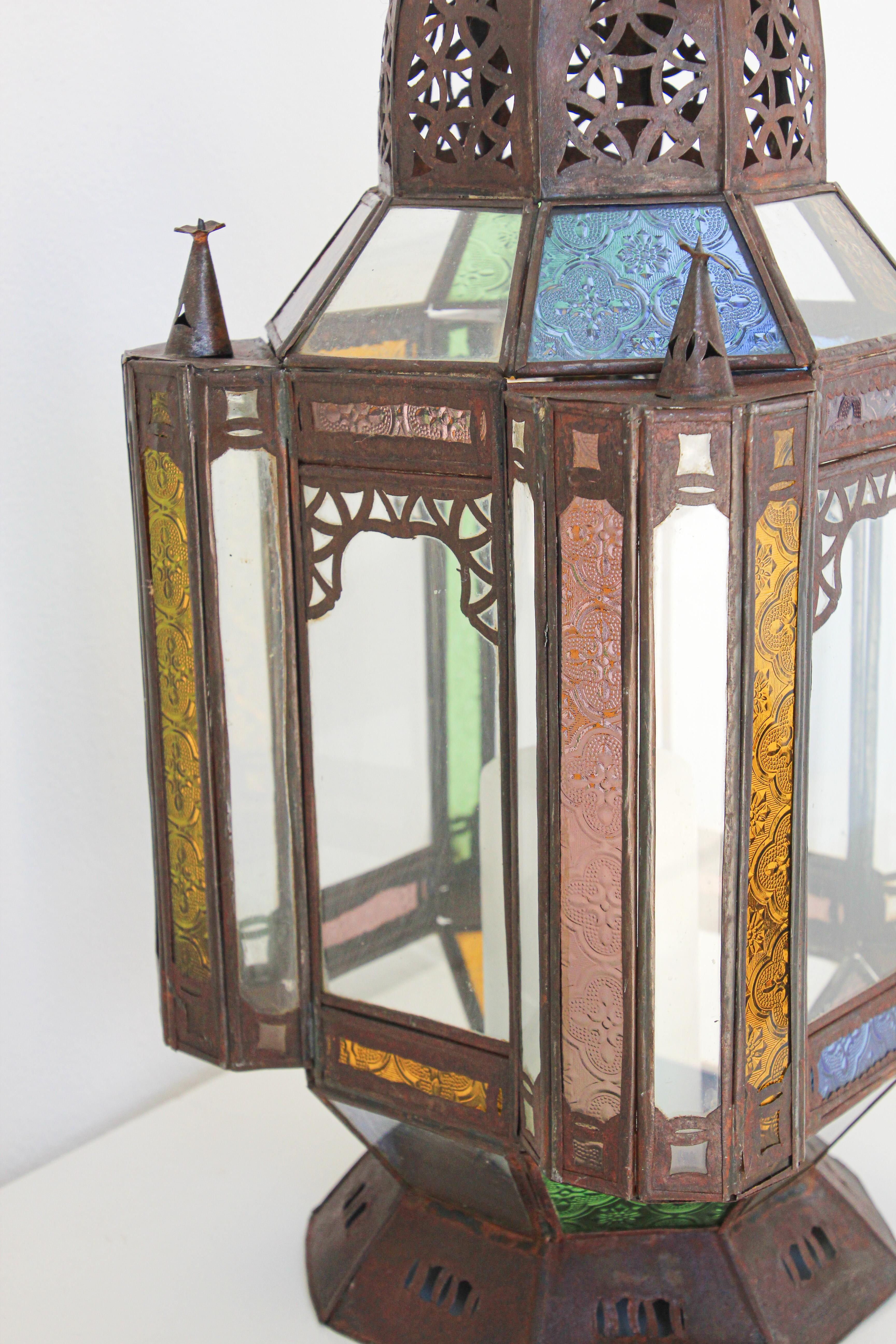 Moroccan Moorish Metal and Glass Candle Lantern 7