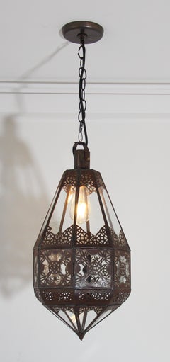 Marokkanische maurische Laterne aus Metall und Glas