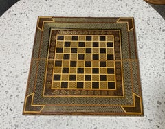 Moroccan Moorish Middle Eastern Inlaid Micro Mosaic Backgammon and Chess Board