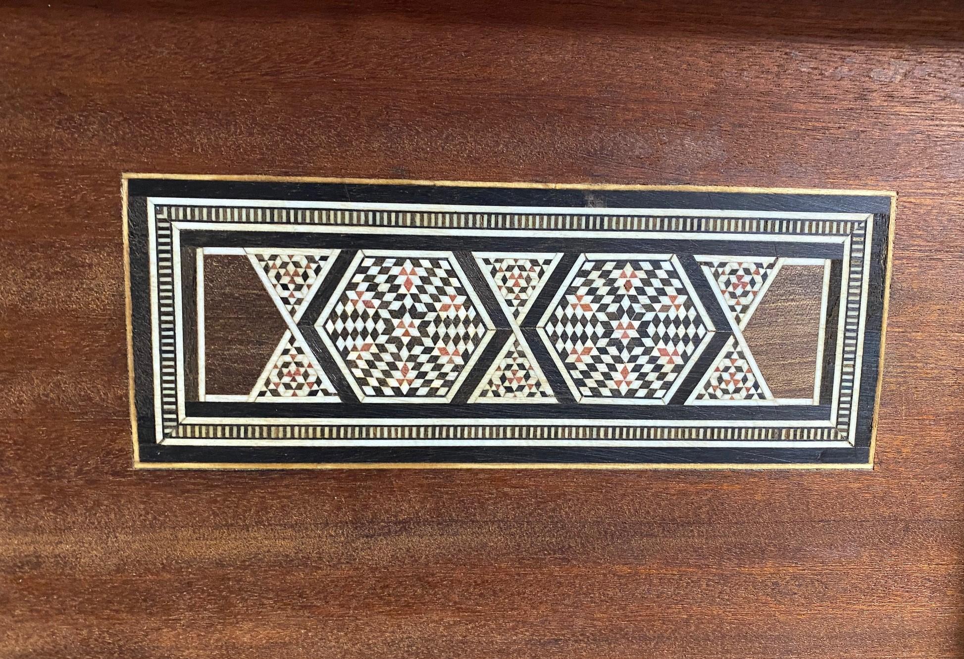 Moroccan Moorish Middle Eastern Large Inlaid Wood Micro Mosaic Jewelry Box For Sale 11