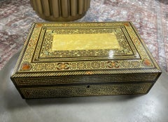 Moroccan Moorish Middle Eastern Large Inlaid Wood Micro Mosaic Jewelry Box