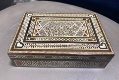 Moroccan Moorish Middle Eastern Large Inlaid Wood Micro Mosaic Jewelry Box