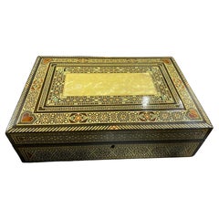 Moroccan Moorish Middle Eastern Large Inlaid Wood Micro Mosaic Jewelry Box