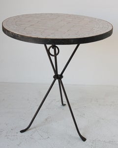 Moroccan Moorish Mosaic Tile Ivory-White Color Side Table