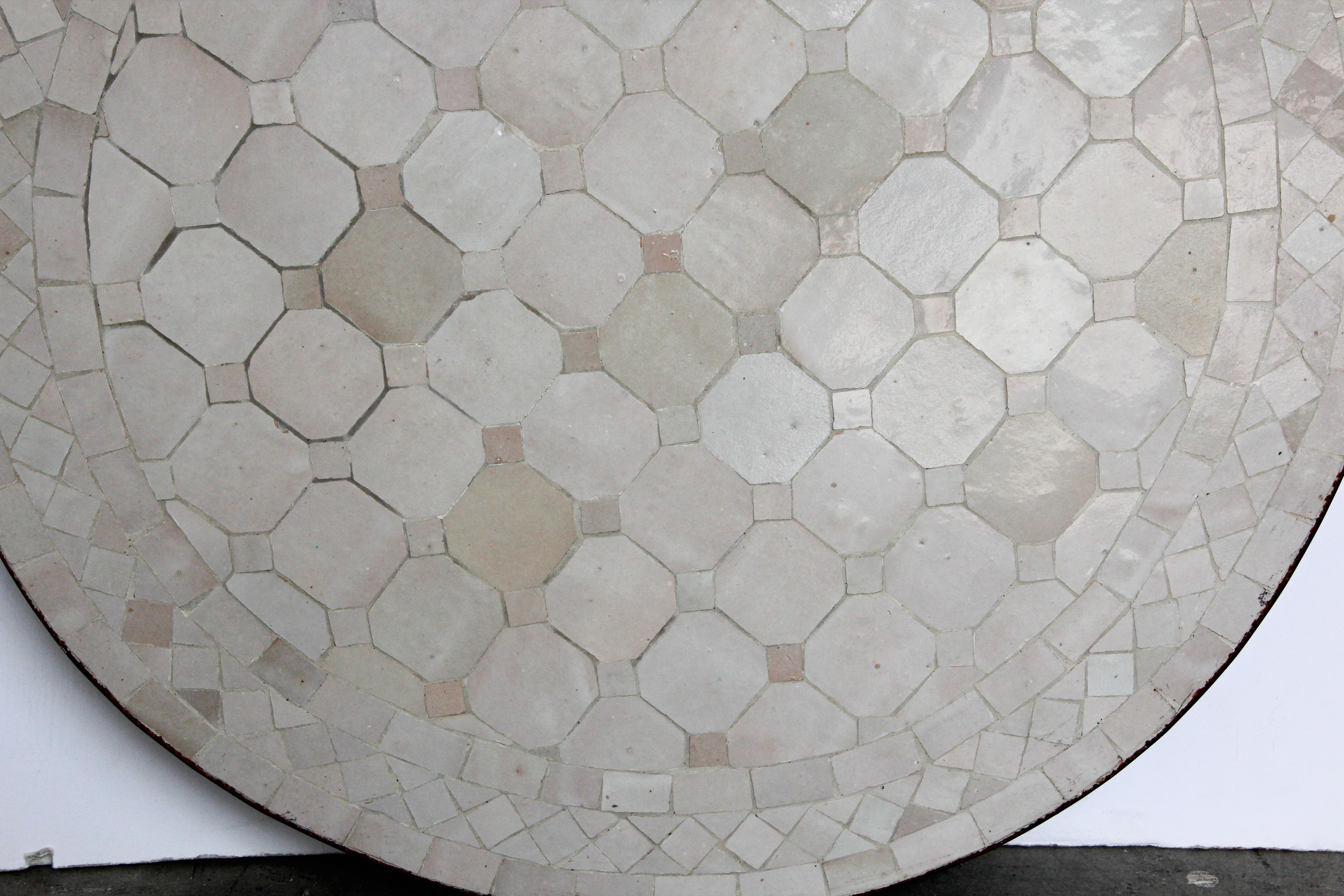 Moroccan Moorish Mosaic Tiles Ivory-White Color Side Table 7