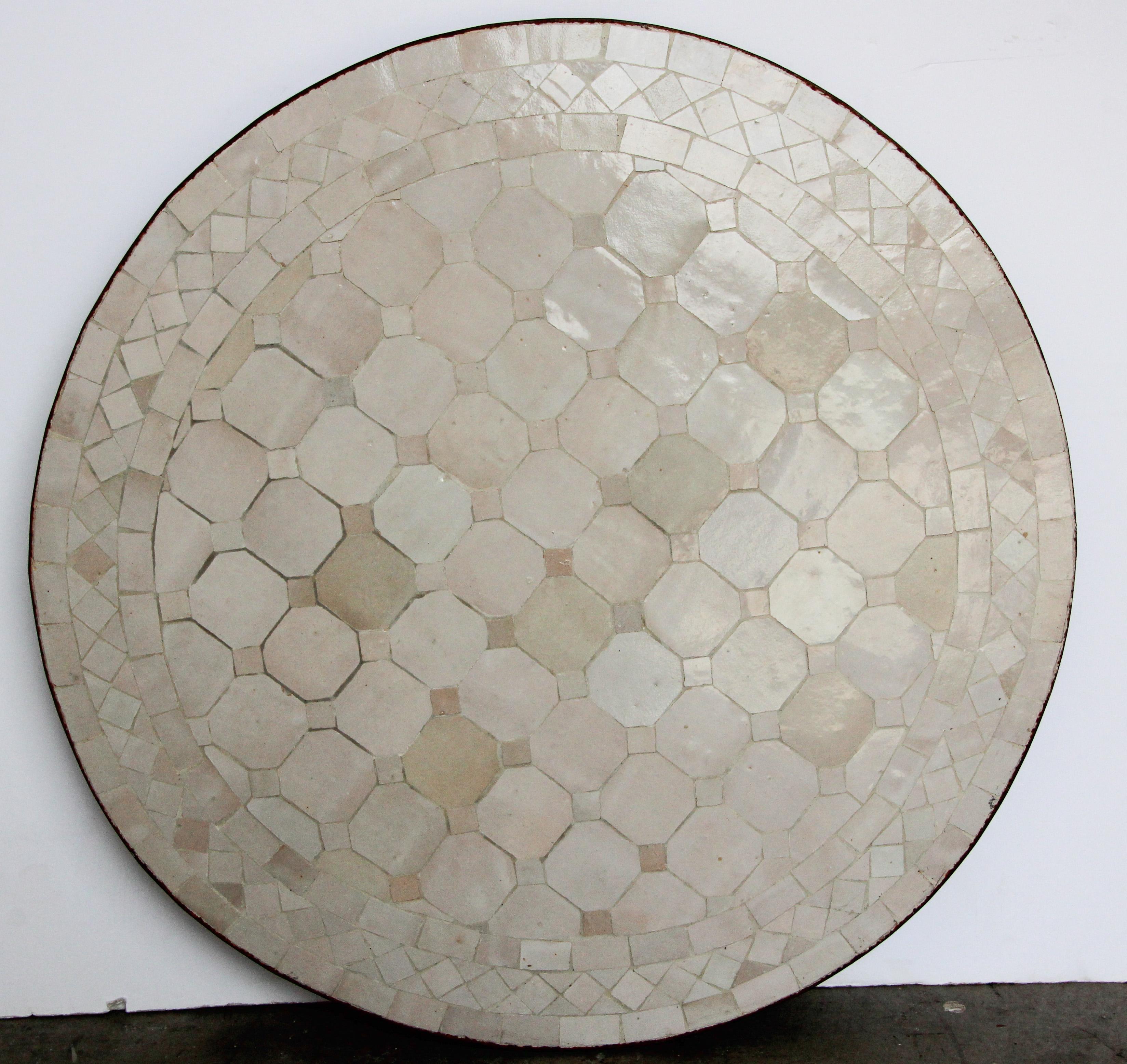 Moroccan Moorish Mosaic Tiles Ivory-White Color Side Table 9