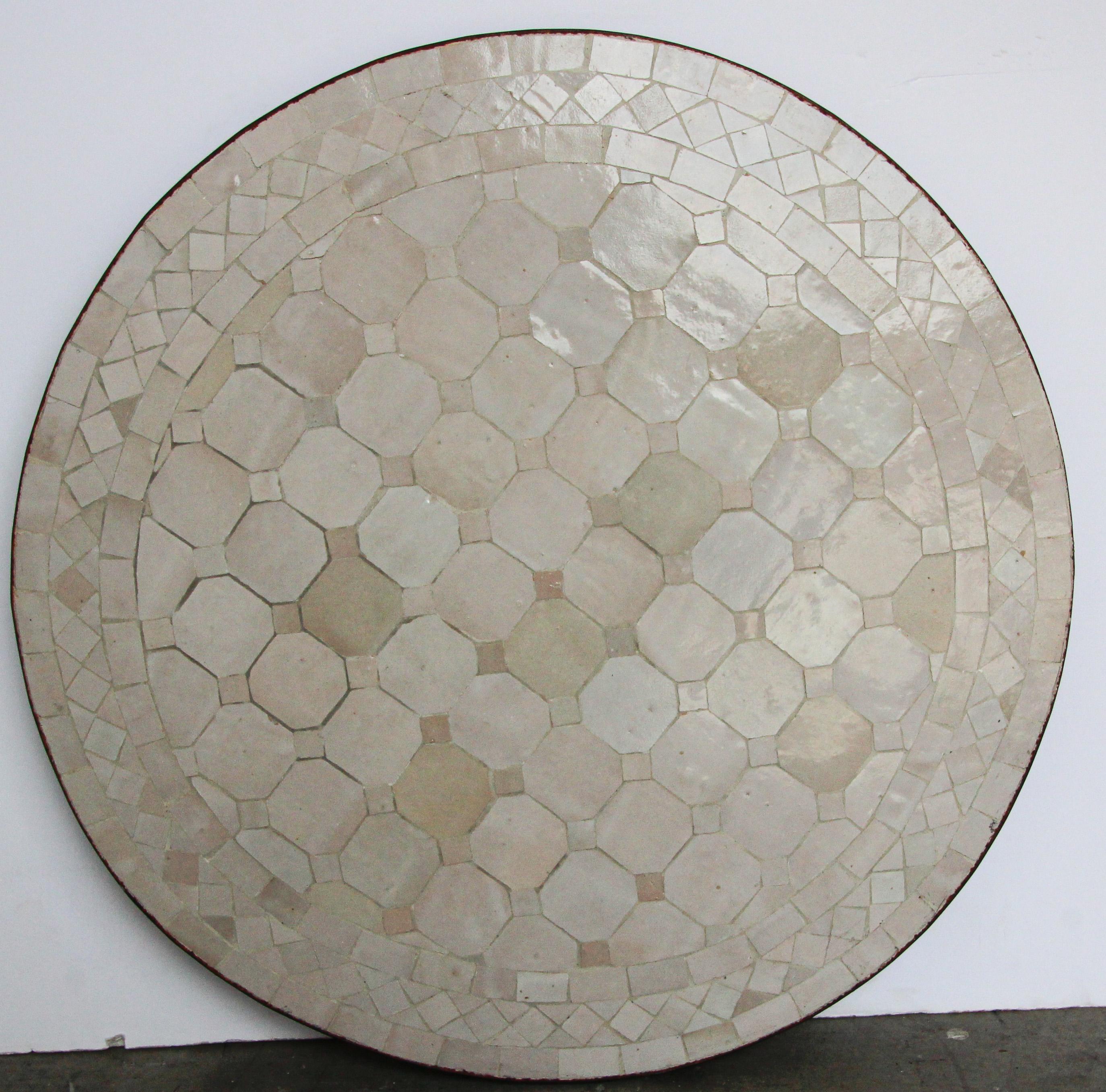 Moroccan Moorish Mosaic Tiles Ivory-White Color Side Table 12