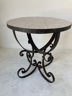Moroccan Moorish Mosaic Tiles Ivory-White Color Side Table