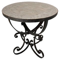 Used Moroccan Moorish Mosaic Tiles Ivory-White Color Side Table