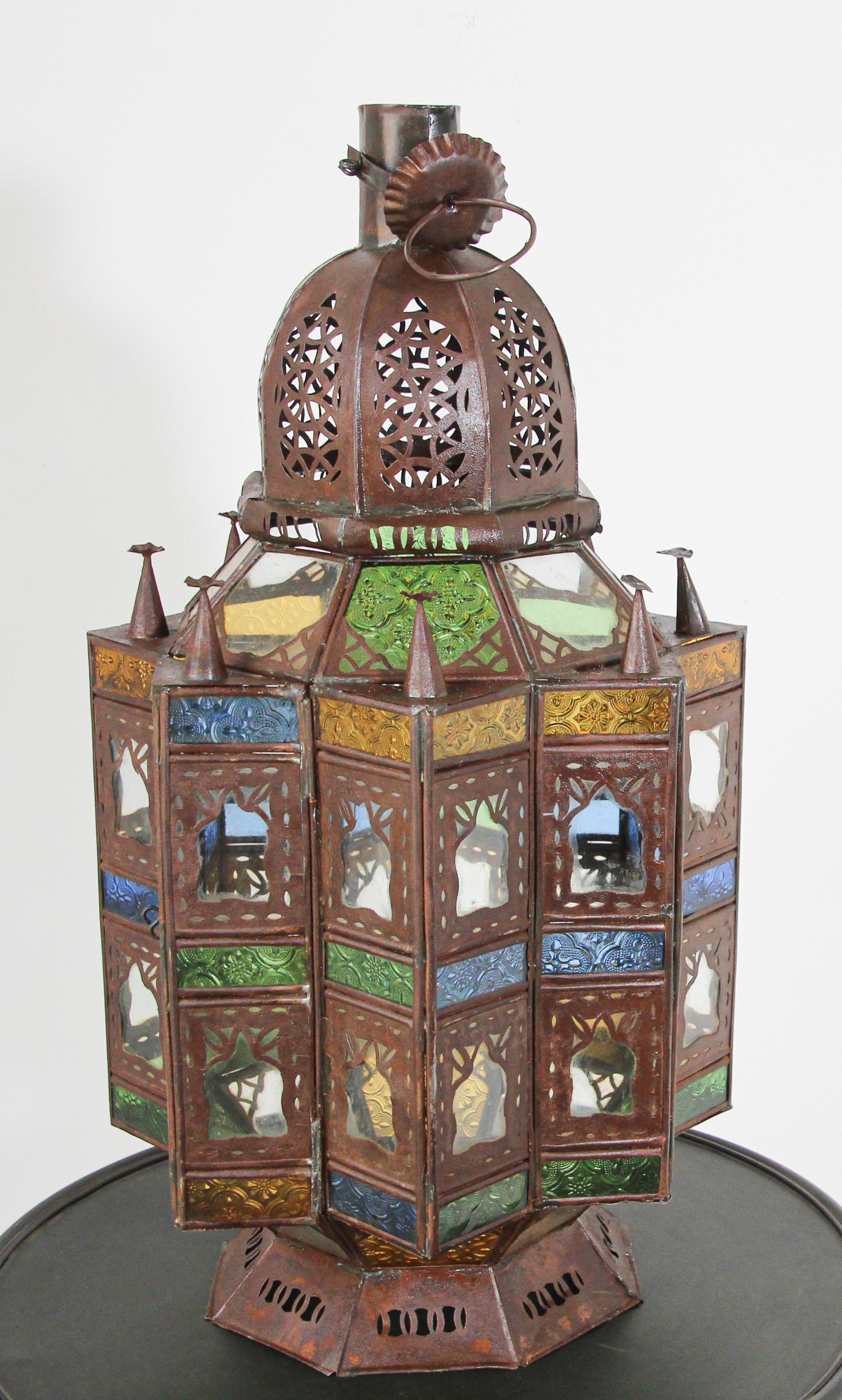 Moroccan Moorish Multi-Color Glass Lantern in Star Shape 8