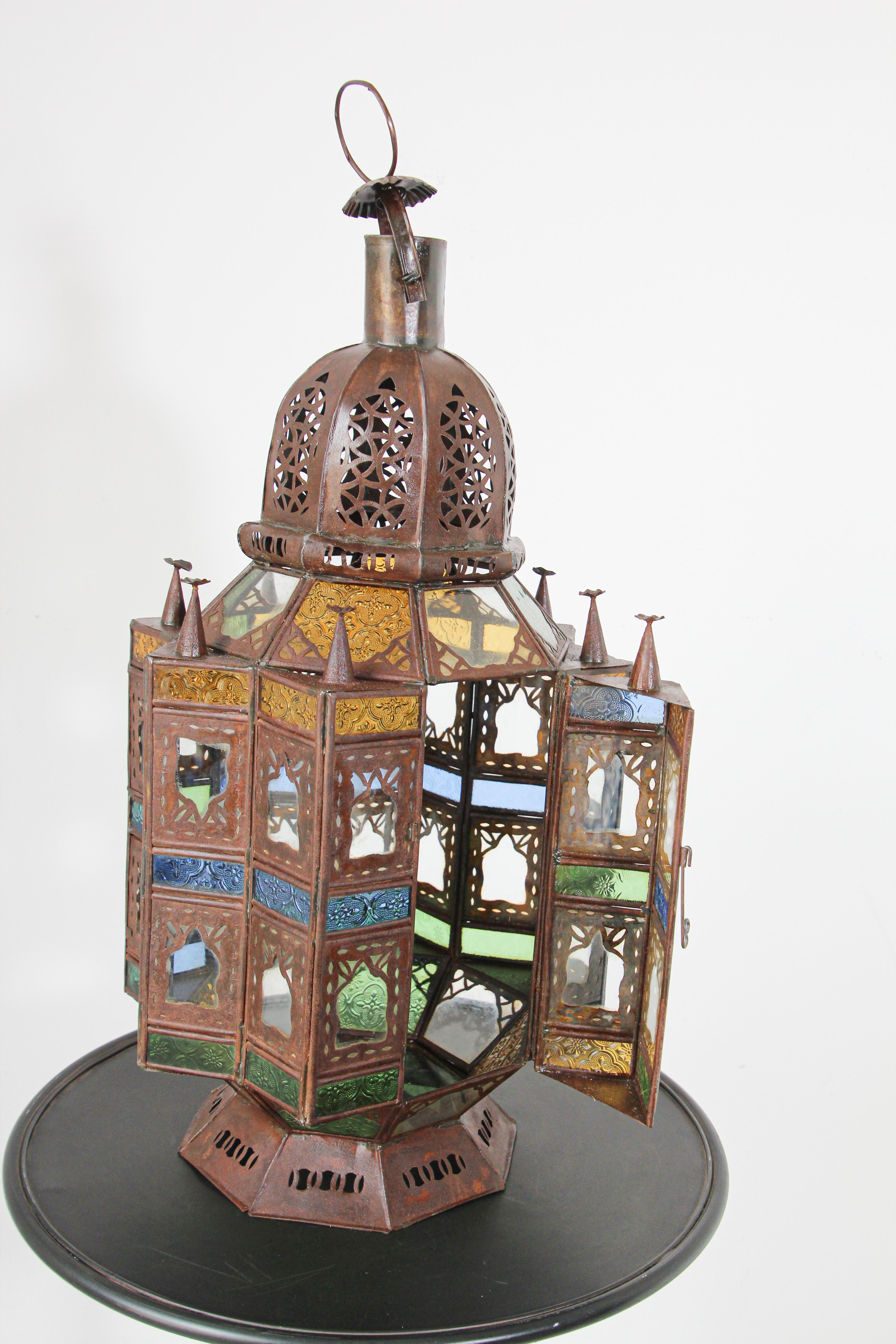 Moroccan Moorish Multi-Color Glass Lantern in Star Shape 6