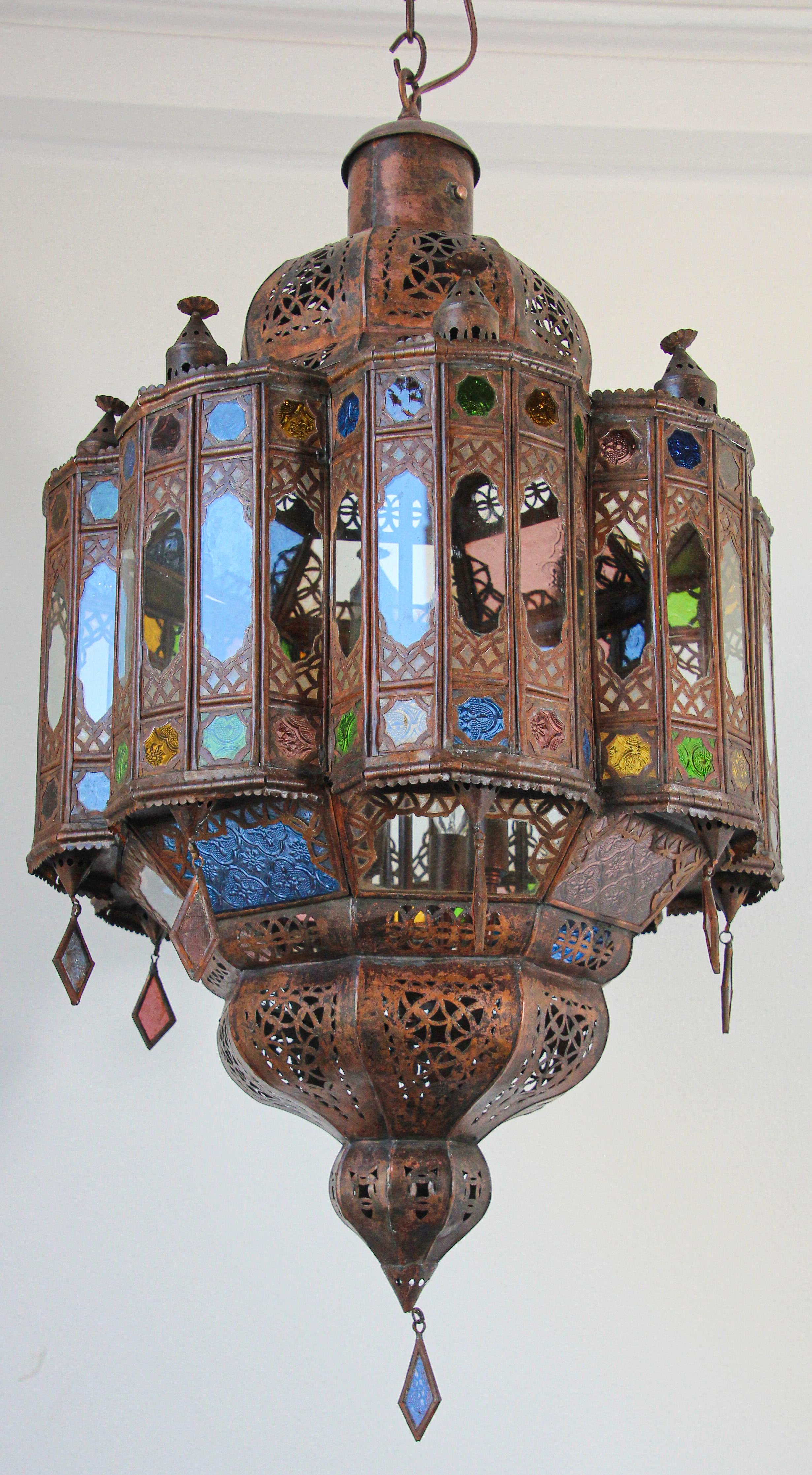 Moroccan Moorish Multicolor Glass Light Fixture 4