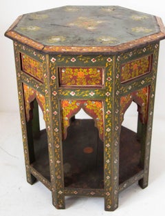 Moroccan Moorish Octagonal Side Table Hand-Painted Wood