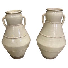 Pots à olives marocains mauresques de Fez, couleur ivoire craquelé blanc