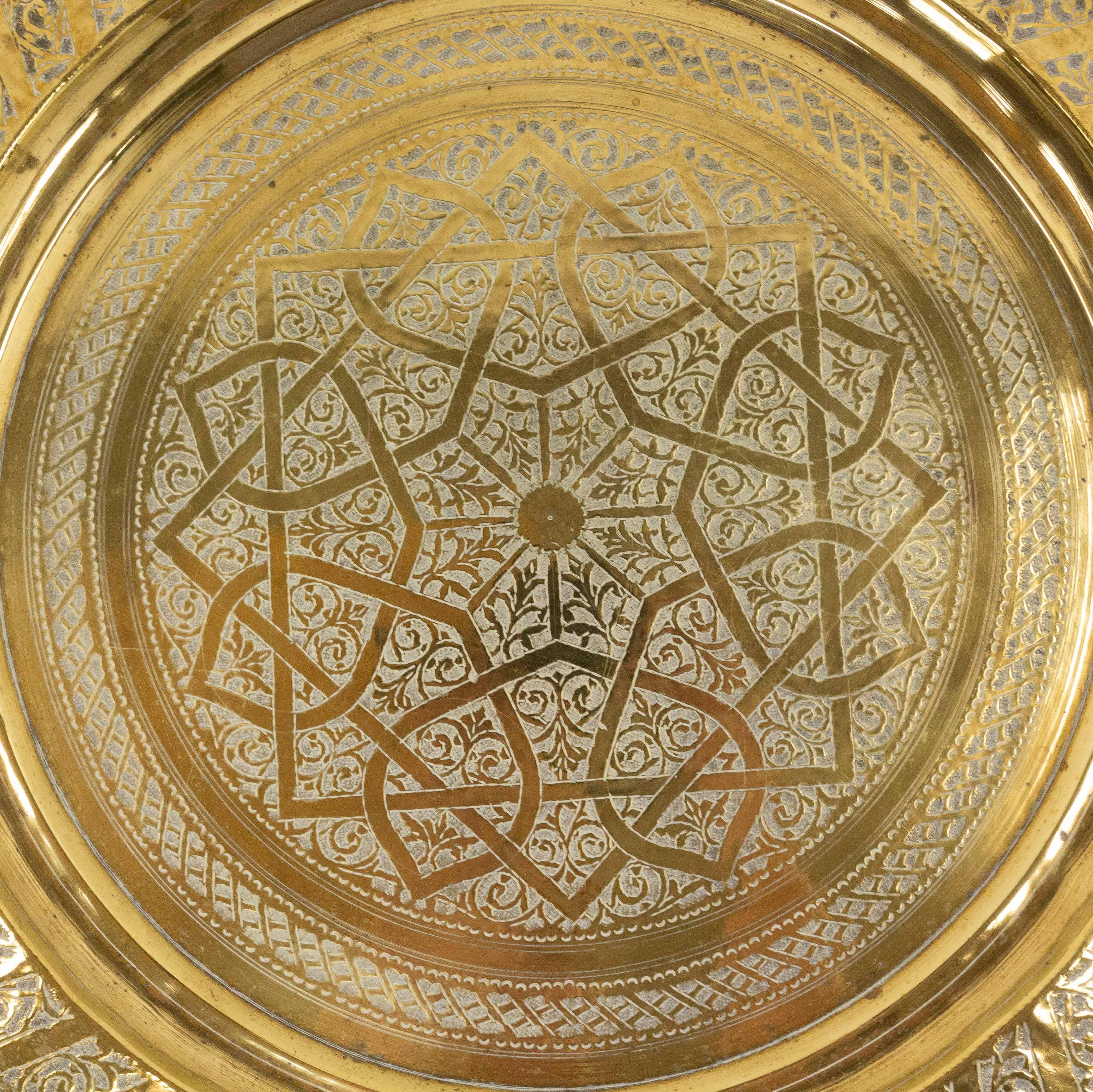 Moroccan Moorish Polished Copper Tray Late 19th Century In Good Condition In Labrit, Landes