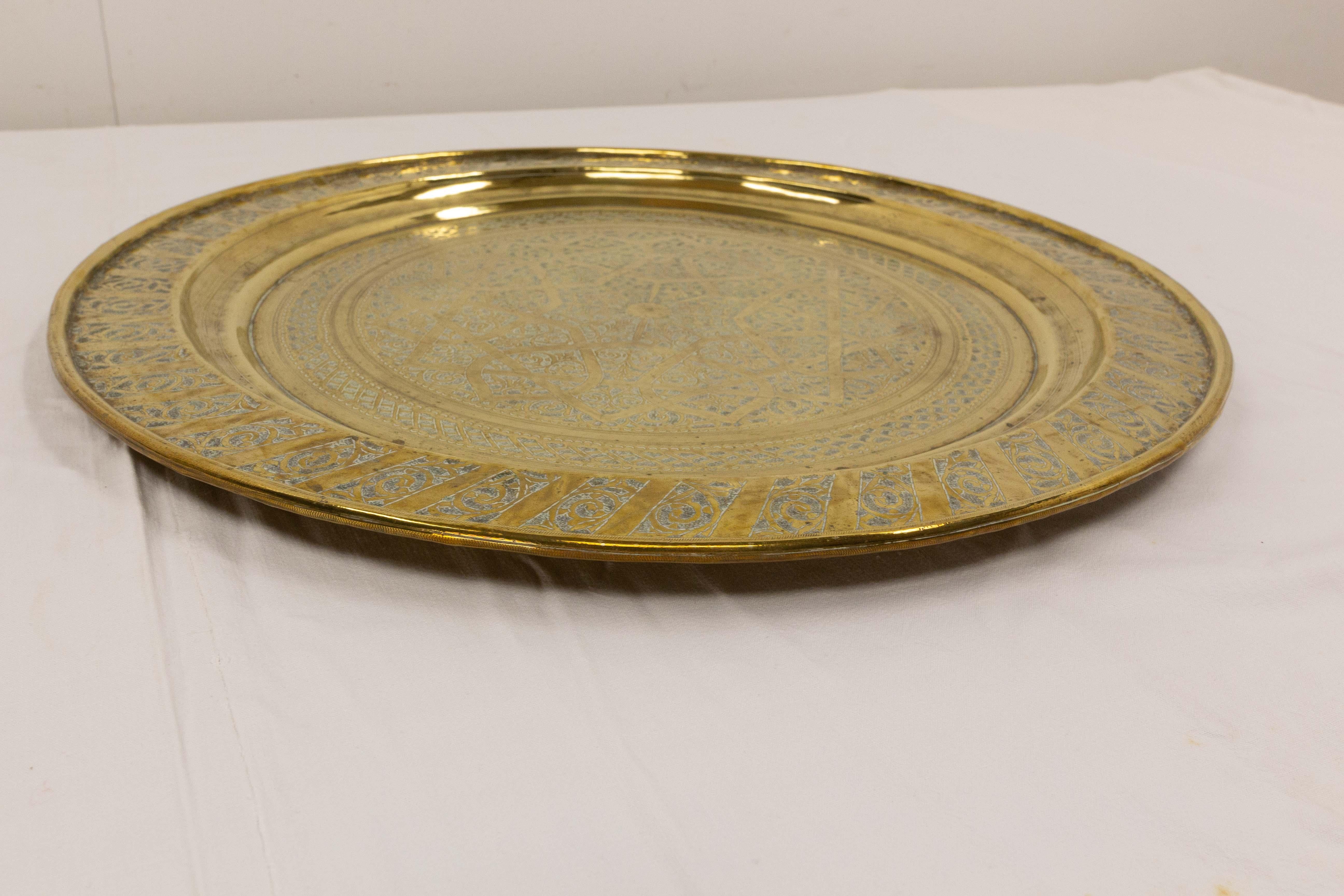 Moroccan Moorish Polished Copper Tray Late 19th Century 3