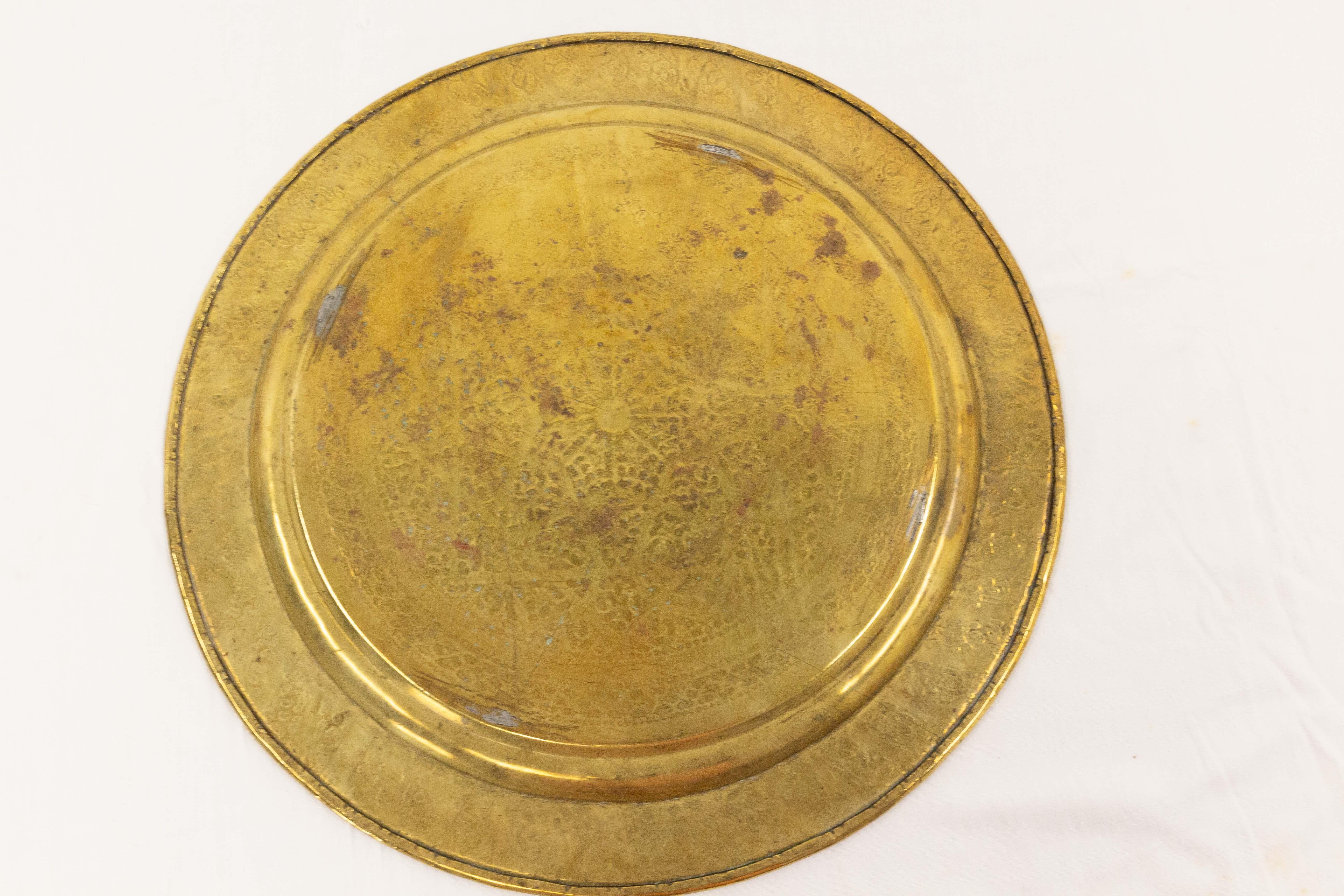 Moroccan Moorish Polished Copper Tray Late 19th Century 4
