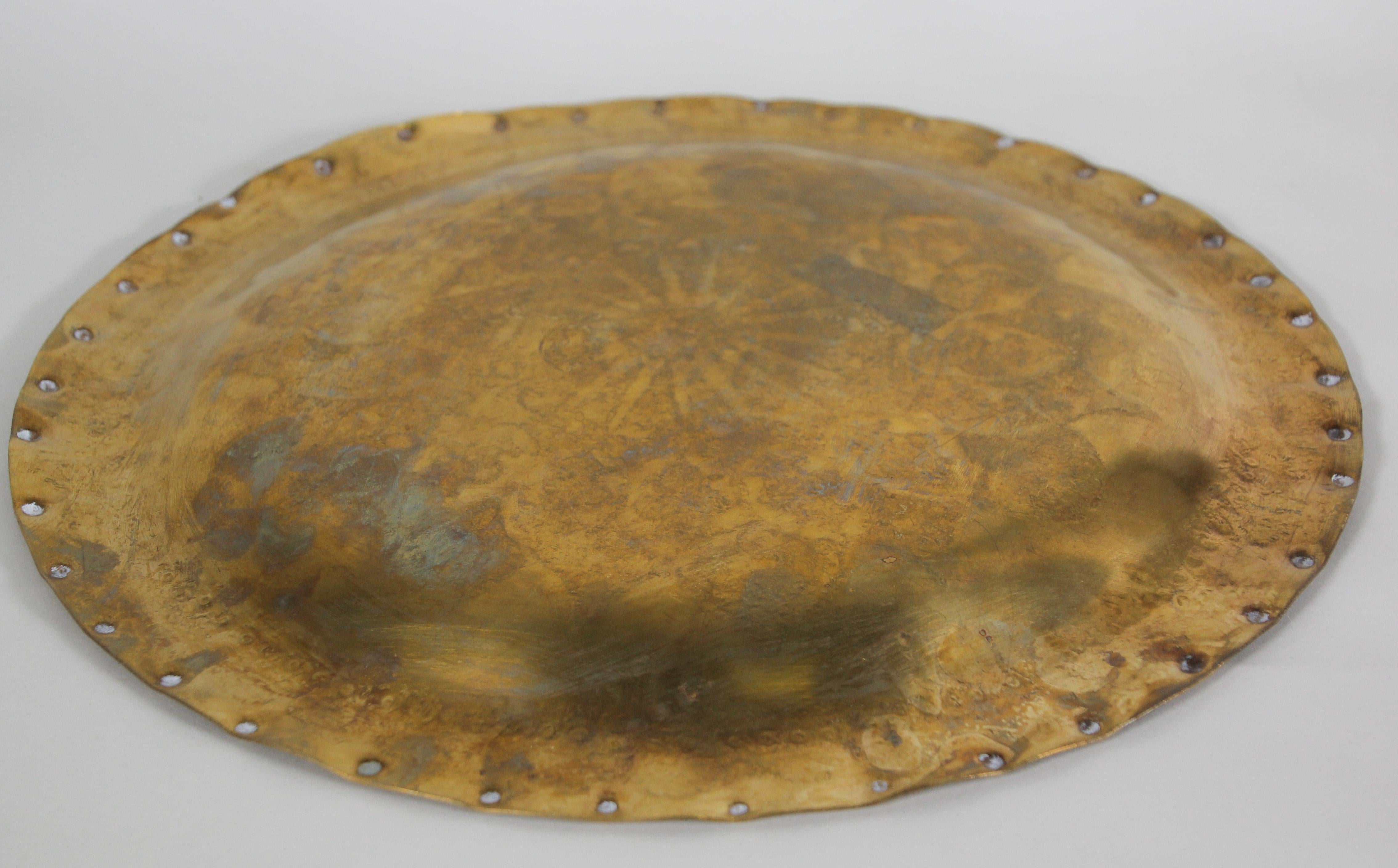 Moroccan Moorish Round Decorative Brass Tray 5