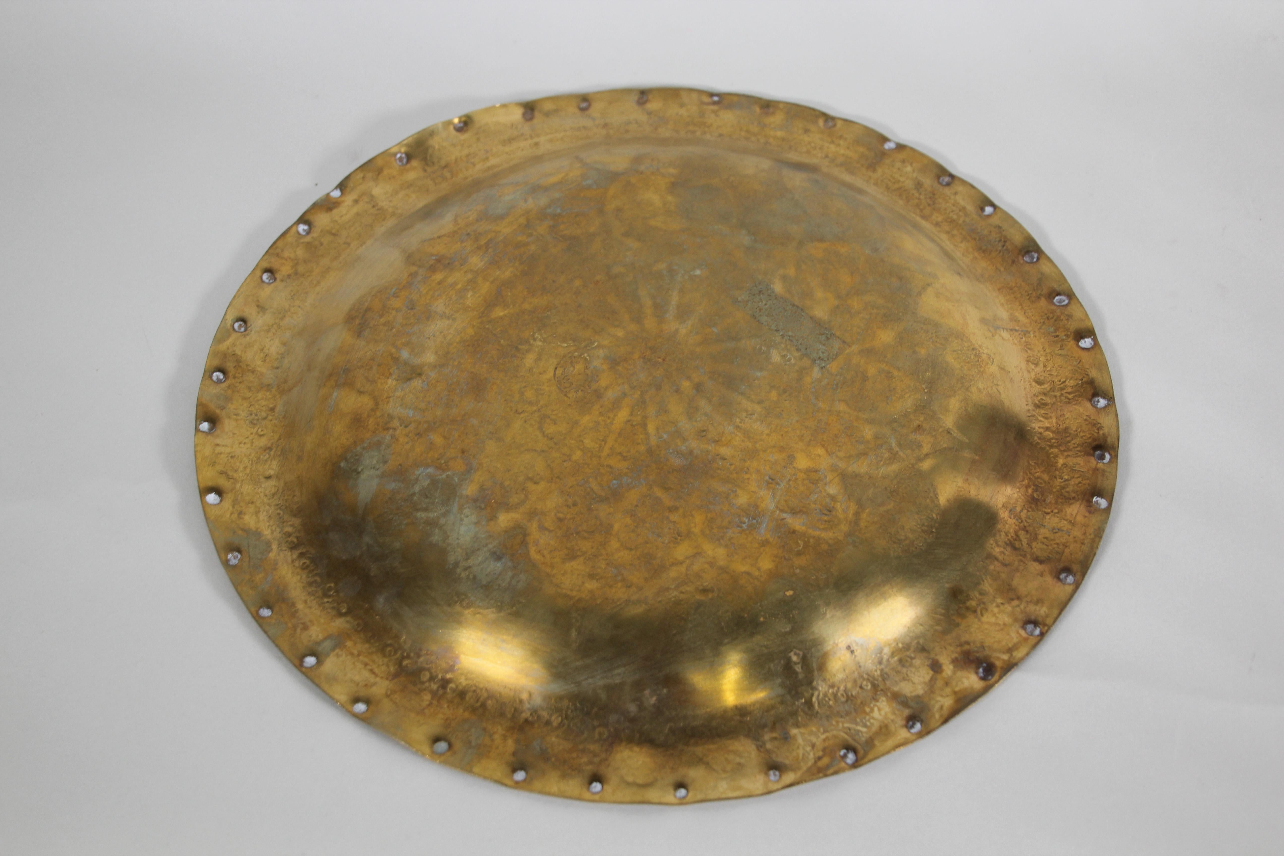 Moroccan Moorish Round Decorative Brass Tray 7